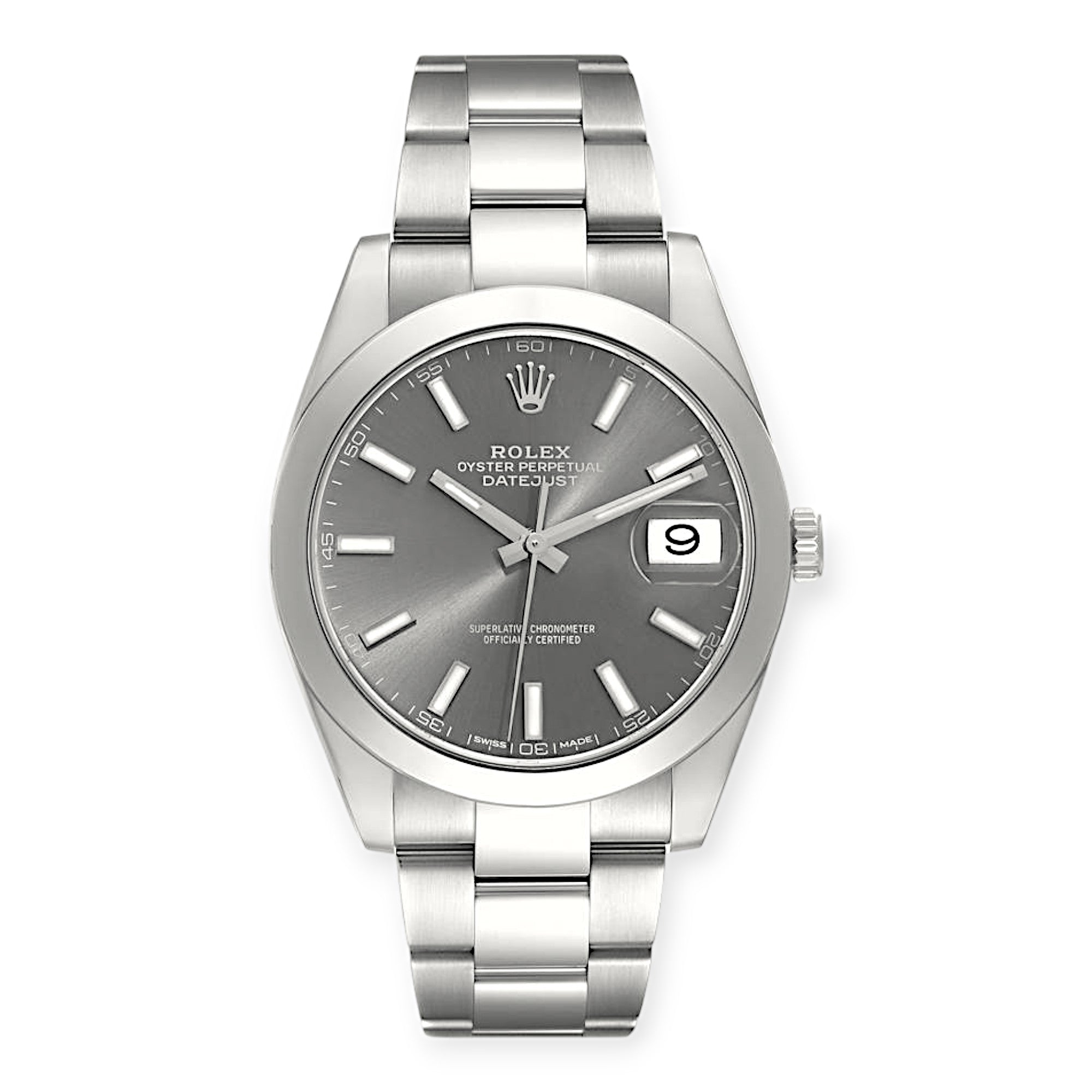 Rolex Datejust 41 Slate Dial 126300 Smooth Bezel Steel Mens Watch-Rolex-JD Watches NY