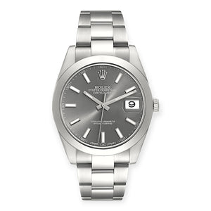 Rolex Datejust 41 Slate Dial 126300 Smooth Bezel Steel Mens Watch