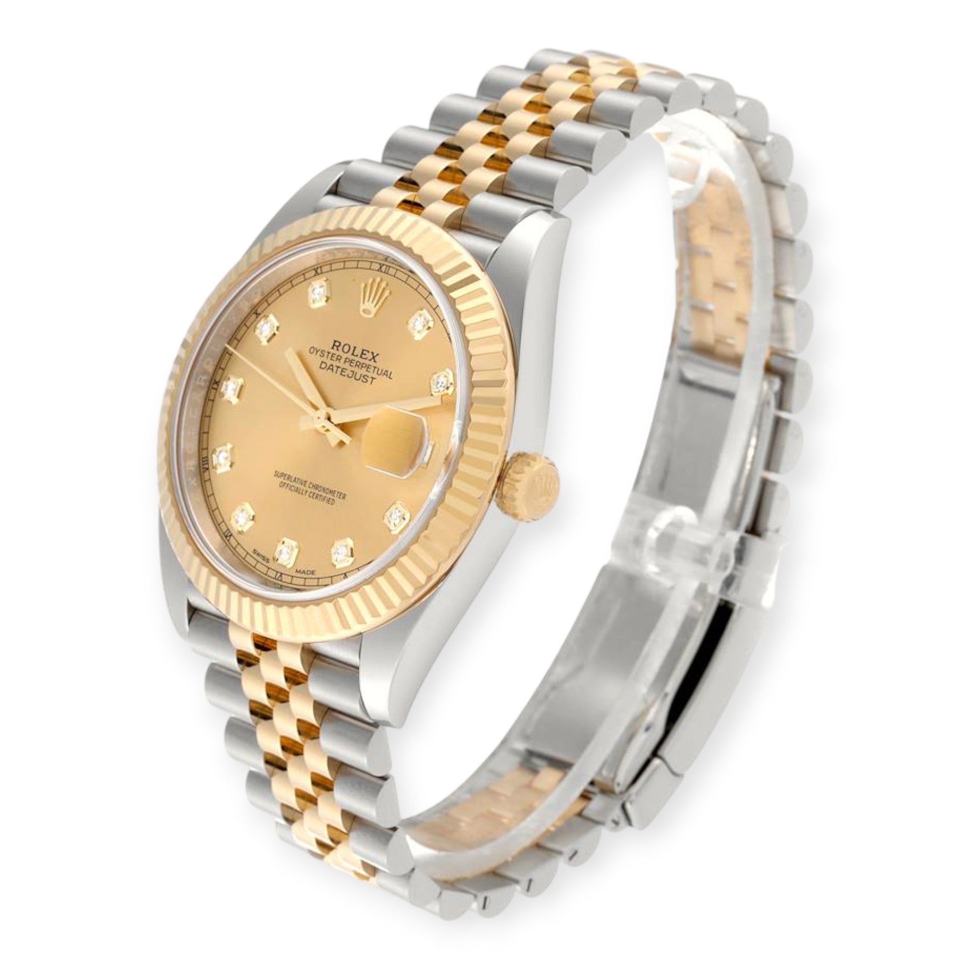 Rolex Datejust 41 Steel Yellow Gold 126333 Diamond Dial Mens Watch-Rolex-JD Watches NY