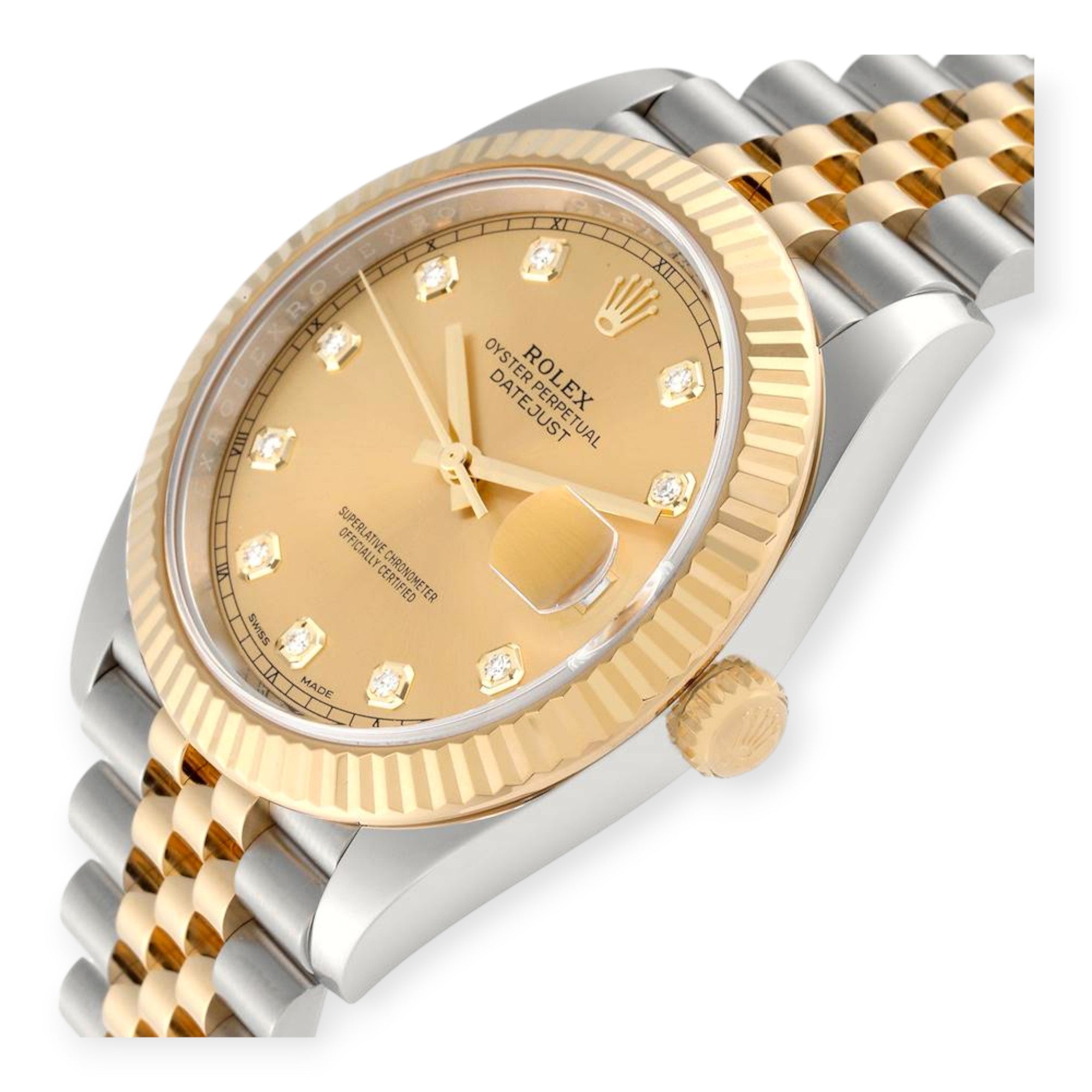 Rolex Datejust 41 Steel Yellow Gold 126333 Diamond Dial Mens Watch-Rolex-JD Watches NY