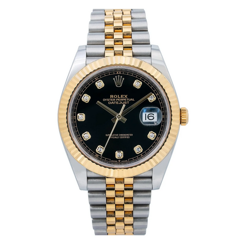 Rolex Datejust 41 – Two-Tone Yellow Rolesor with Black Diamond Dial and Jubilee Bracelet Ref. 126333