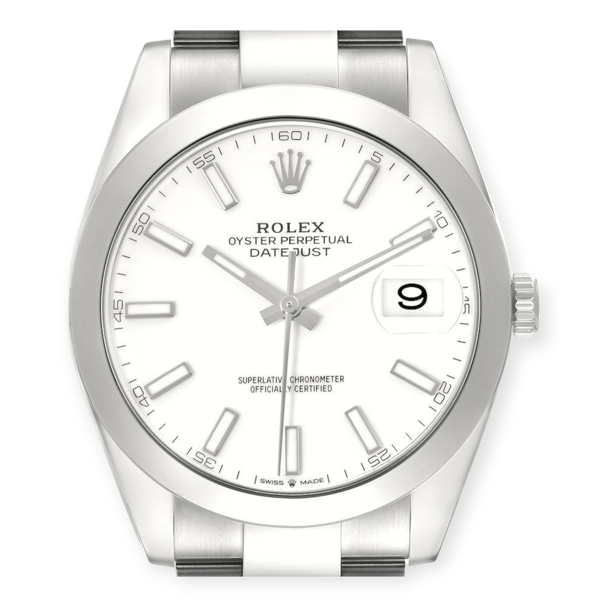 Rolex Datejust 41 White Dial 126300 Smooth Bezel Steel Mens Watch-Rolex-JD Watches NY