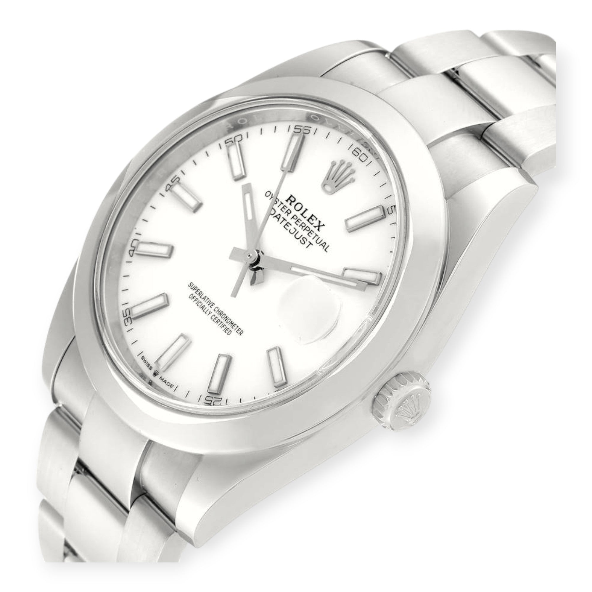Rolex Datejust 41 White Dial 126300 Smooth Bezel Steel Mens Watch-Rolex-JD Watches NY