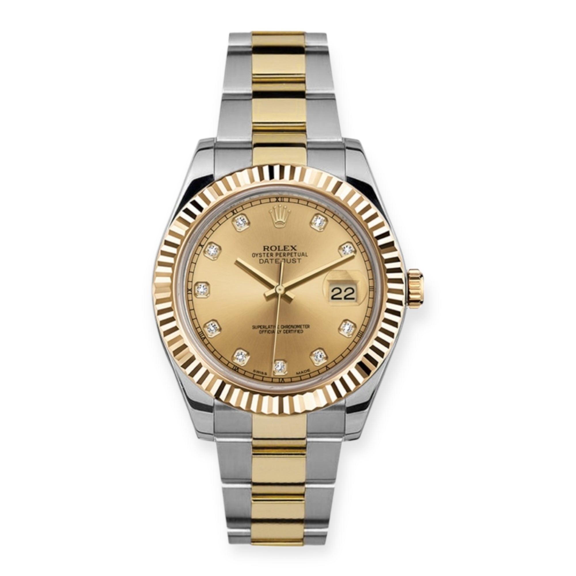 Rolex Datejust 41mm Yellow Gold and Stainless Steel Bracelet Champagne Diamond Dial 116333-Rolex-JD Watches NY
