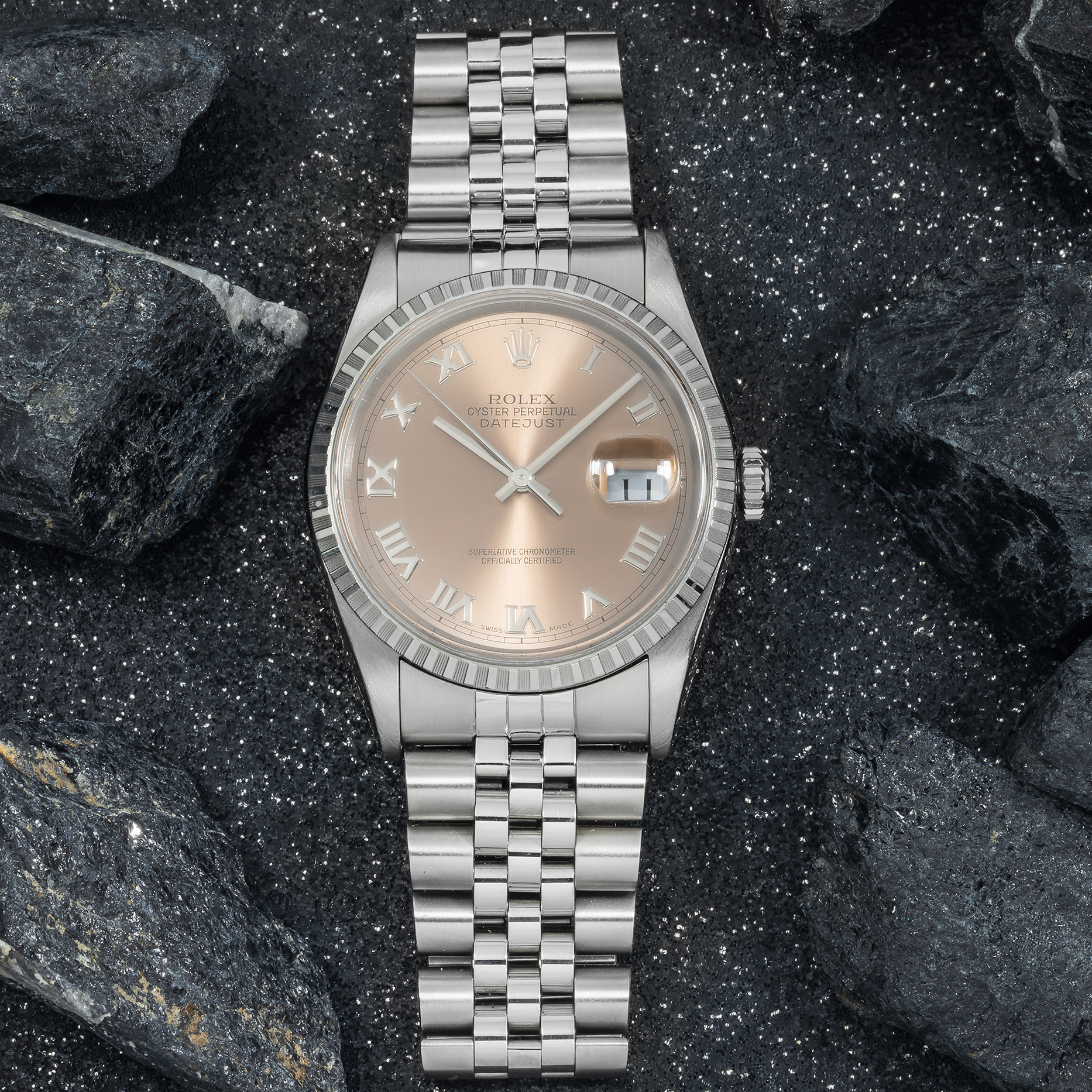 Rolex Datejust Stainless Steel 36mm with Engine Turned Bezel 16220 and Jubilee Bracelet-Rolex-JD Watches NY