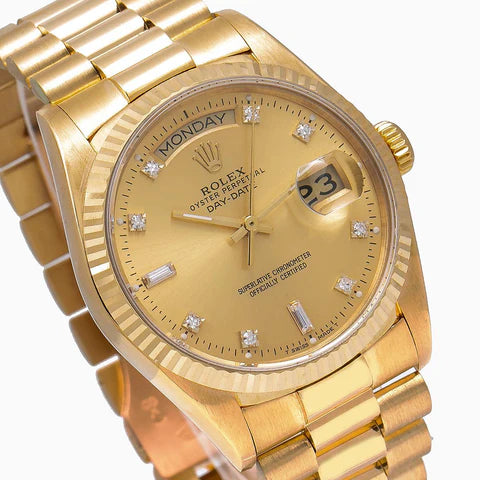 Rolex Day-Date 18038 Champagne Dial With Yellow Gold President Bracelet 36mm-Rolex-JD Watches NY