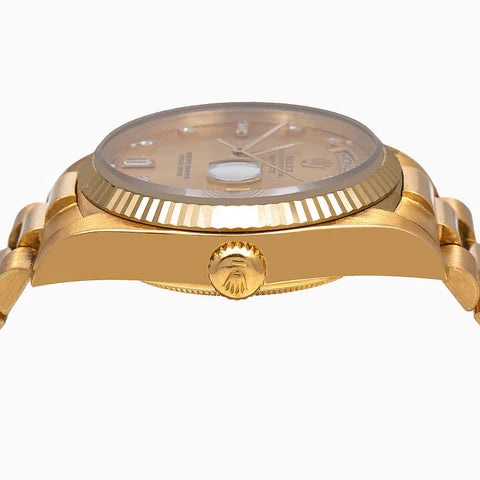 Rolex Day-Date 18038 Champagne Dial With Yellow Gold President Bracelet 36mm-Rolex-JD Watches NY