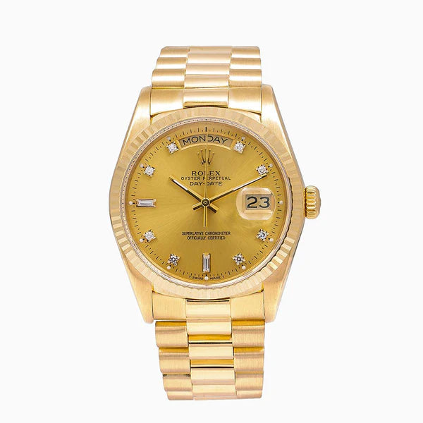 Rolex Day-Date 18038 Champagne Dial With Yellow Gold President Bracelet 36mm-Rolex-JD Watches NY