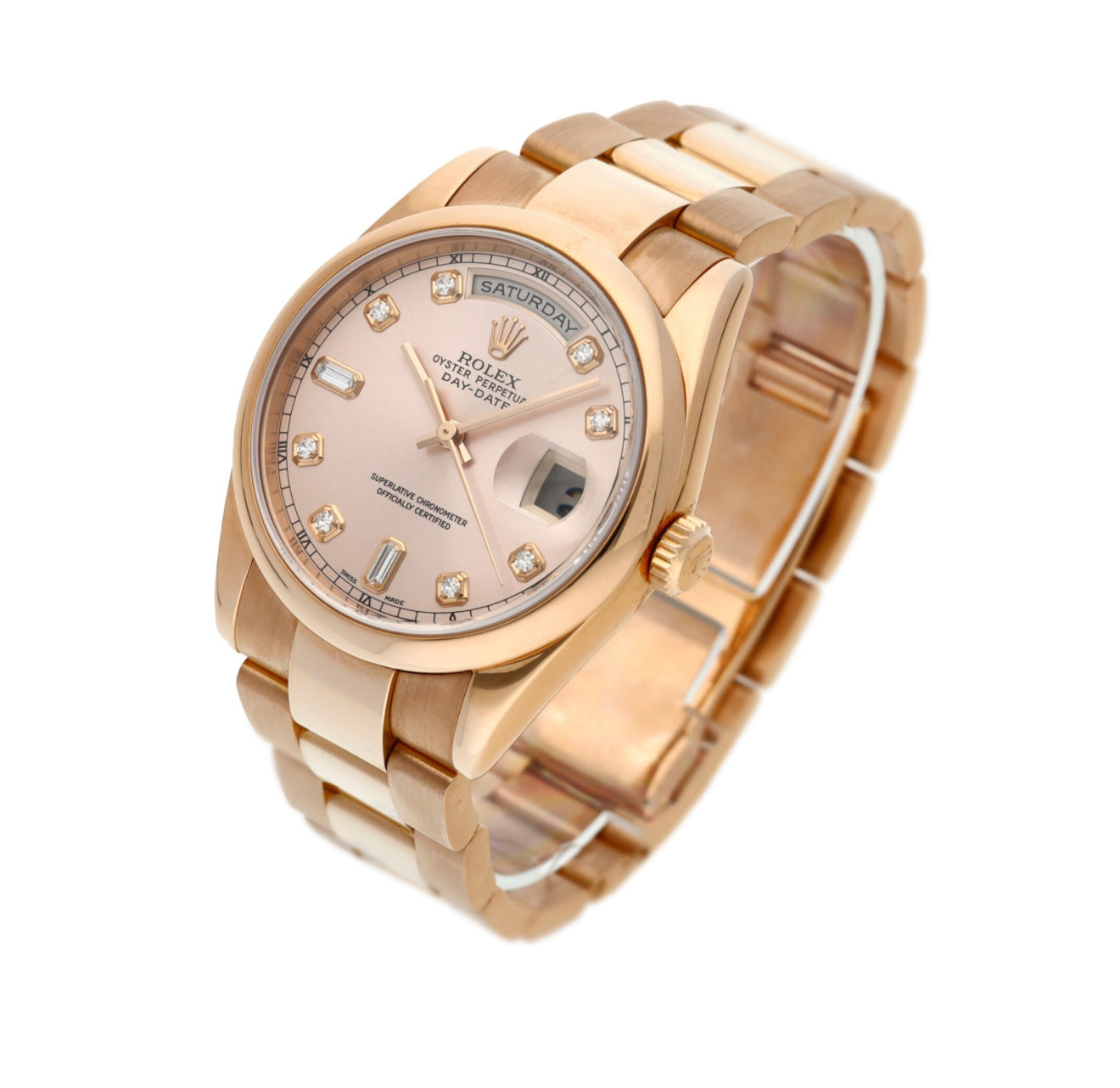 Pre-Owned Rolex Day-Date 118205 | Pink Gold Diamond Dial – JD