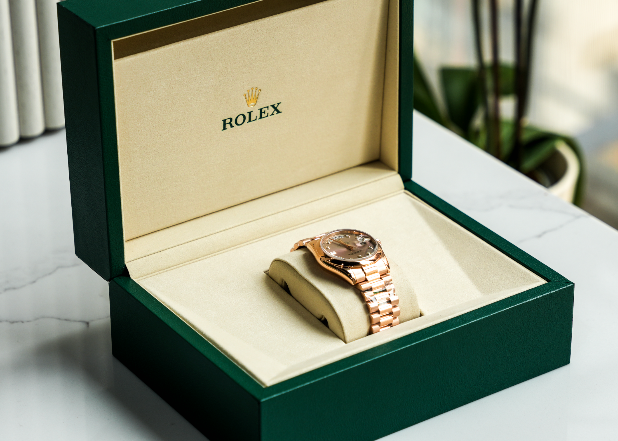 Pre-Owned Rolex Day-Date 118205 | Pink Gold Diamond Dial – JD