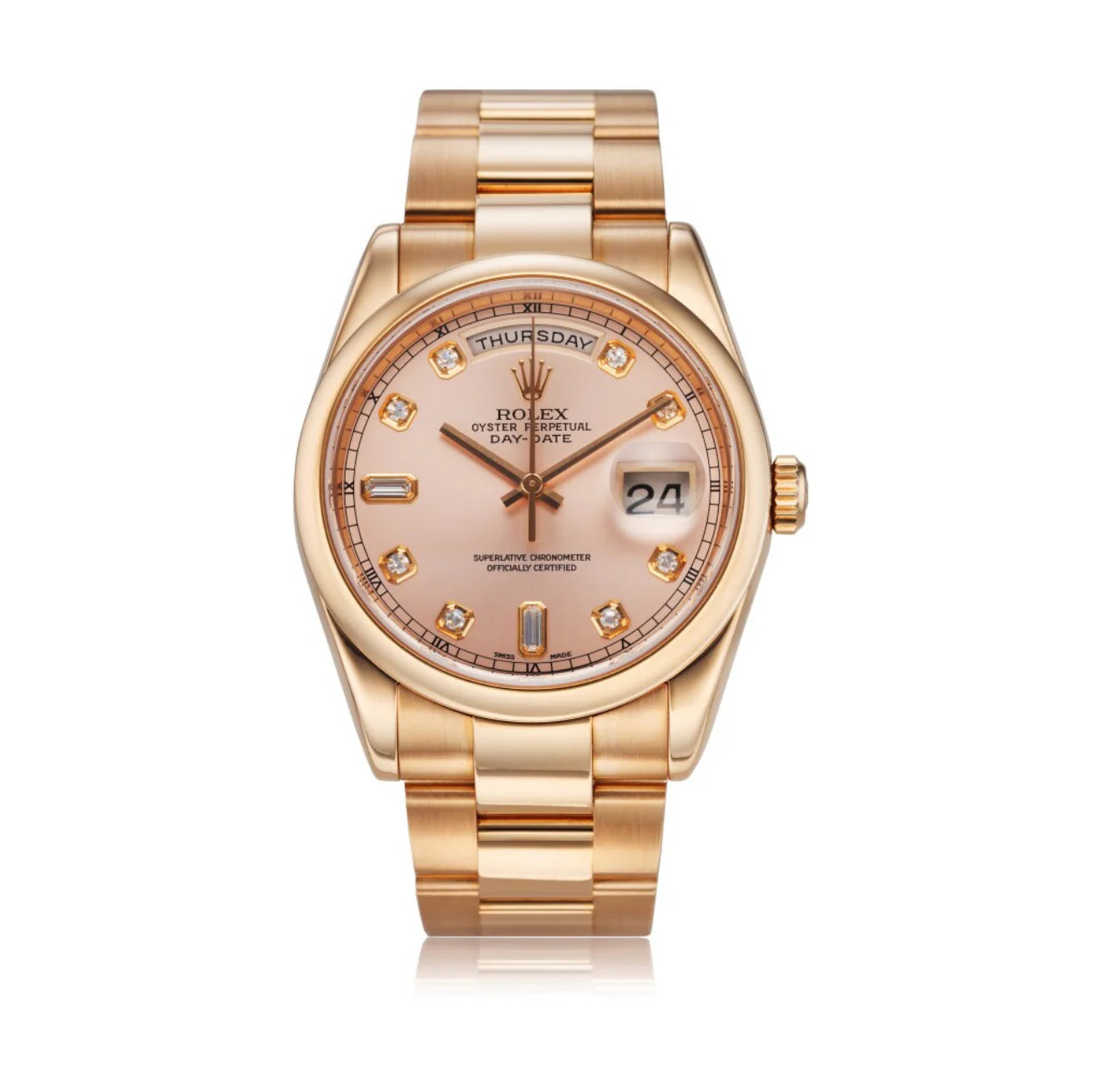 Remaining Balance for Rolex Day-Date 36 – Pink Gold with Diamond Dial Ref. 118205