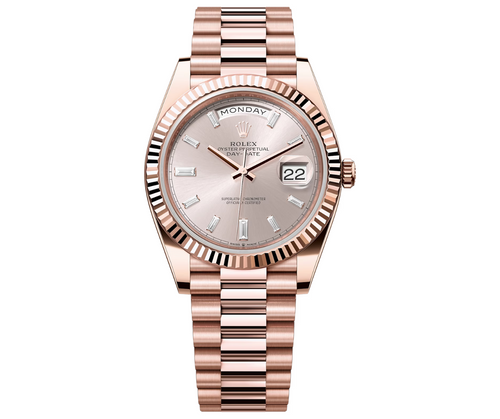 Rolex Day-Date 40 – 18k Everose Gold with Sundust Diamond Dial and President Bracelet Ref. 228235