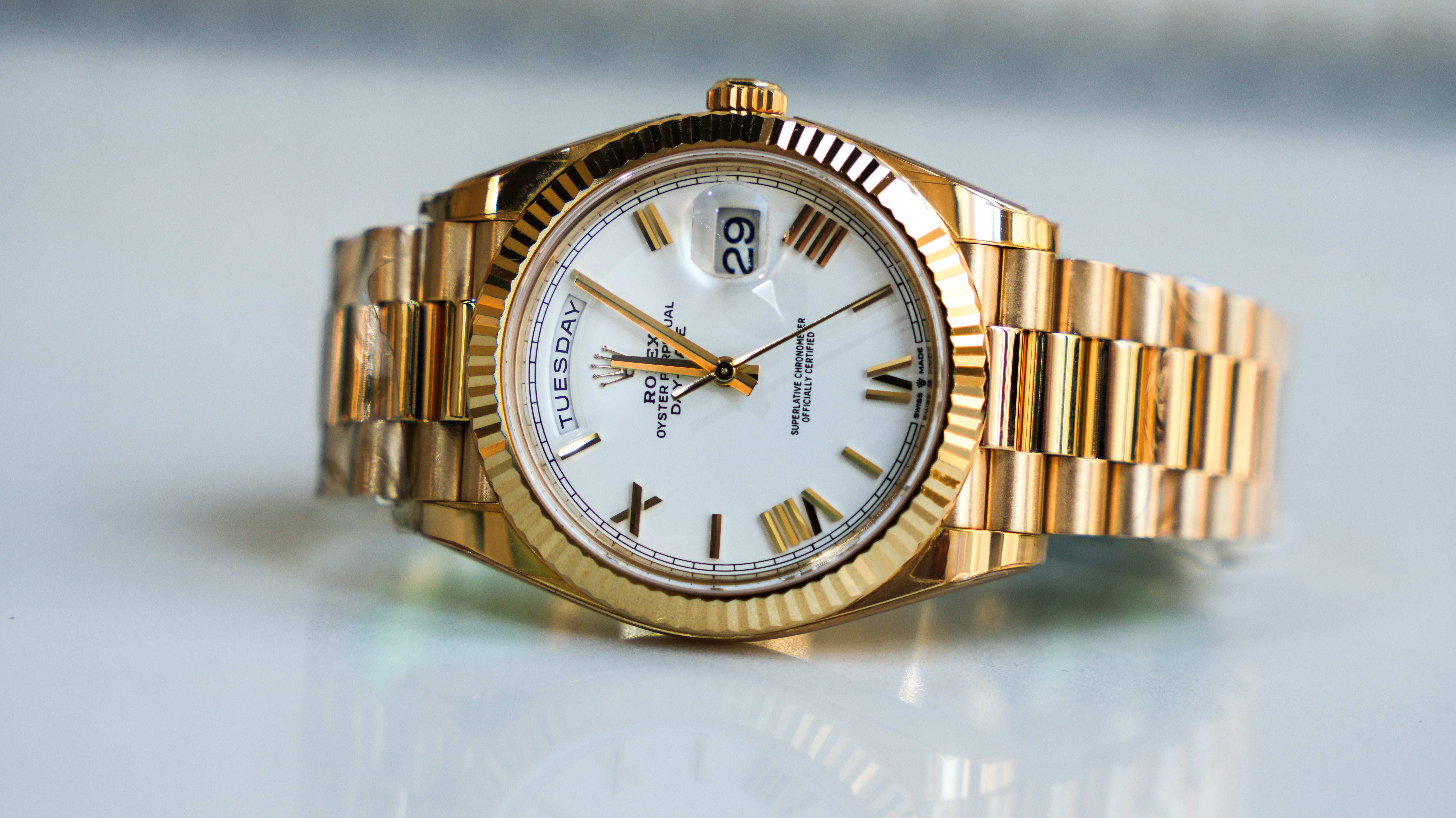 Rolex Day Date 40 President White Roman Dial-Rolex-JD Watches NY