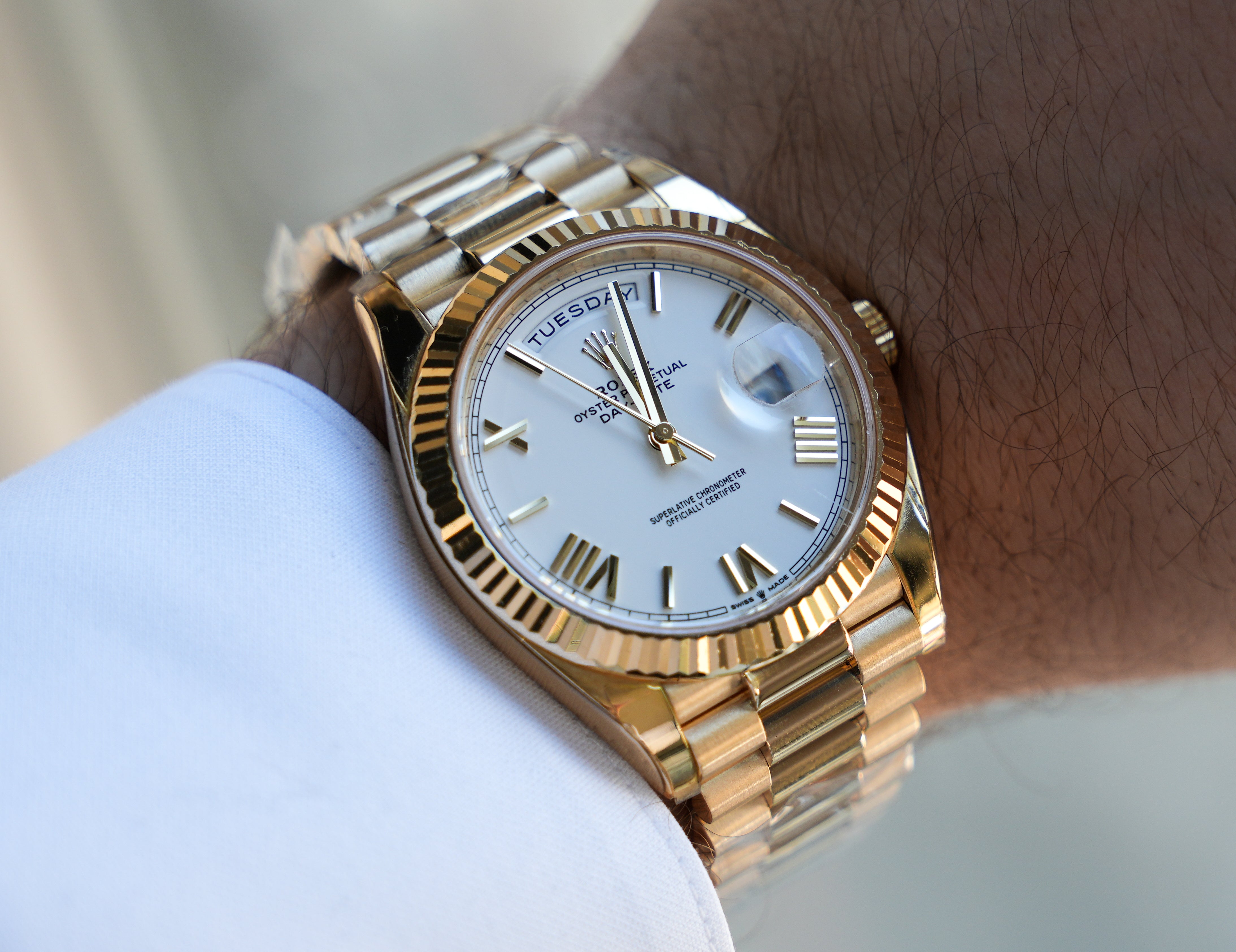 Rolex Day Date 40 President White Roman Dial-Rolex-JD Watches NY