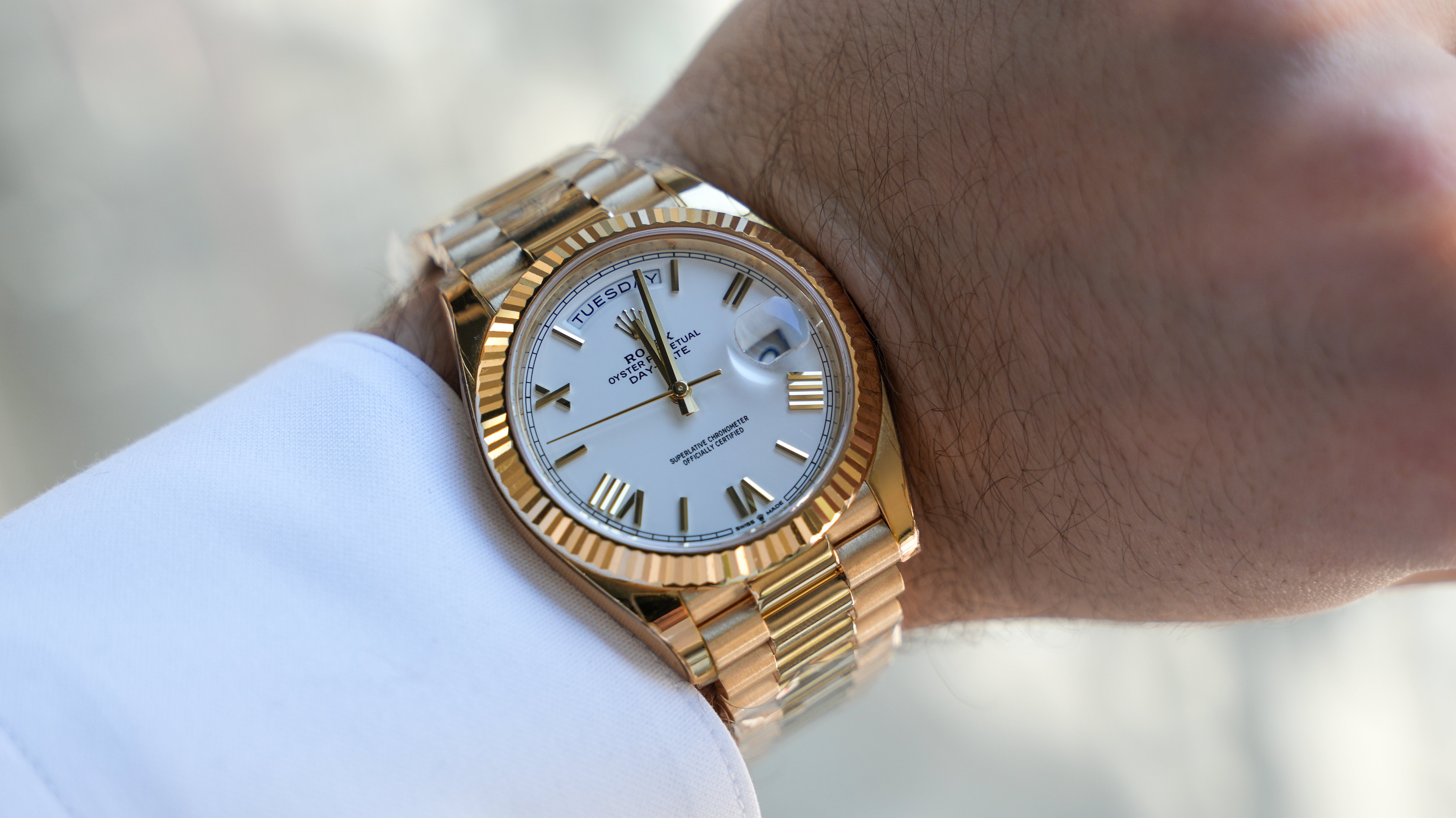 Rolex Day Date 40 President White Roman Dial-Rolex-JD Watches NY