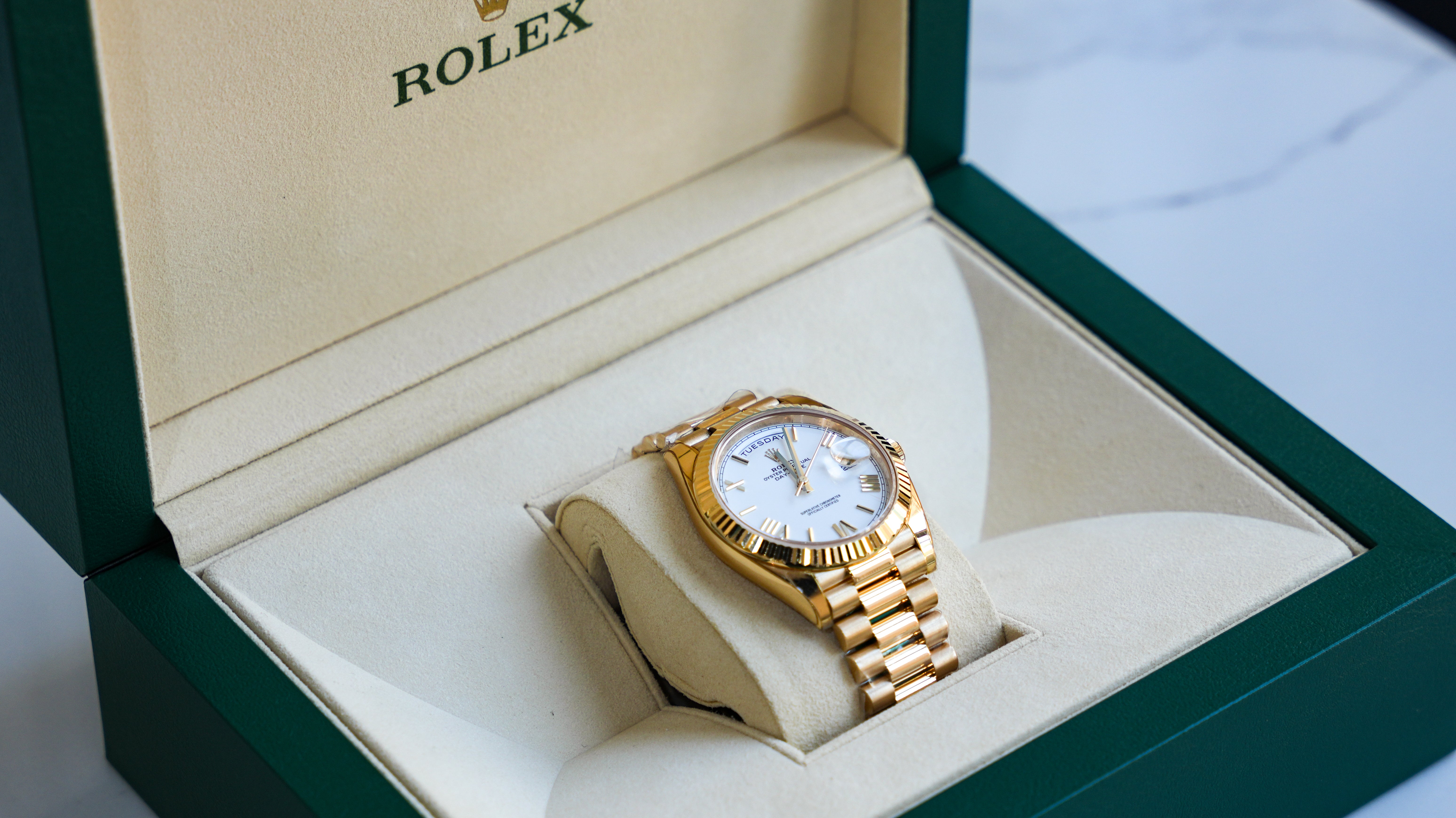 Rolex Day Date 40 President White Roman Dial-Rolex-JD Watches NY