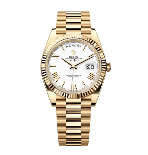 Rolex Day Date 40 President White Roman Dial