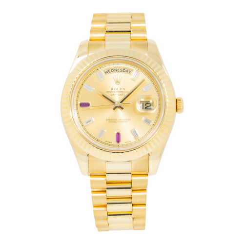 Rolex Day Date II President Yellow Gold Diamond and Ruby Dial 218238