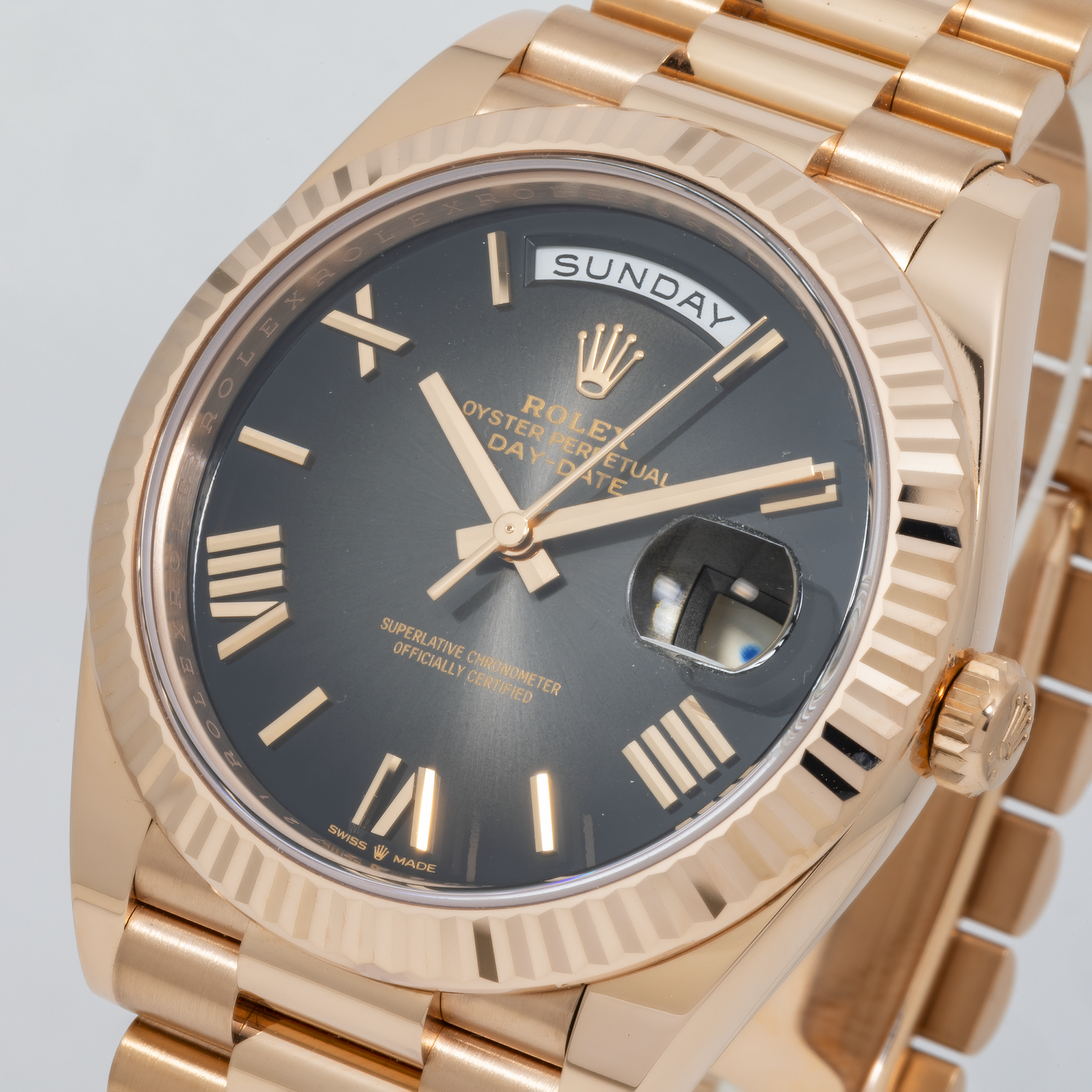 Rolex Everose Gold President Day Date 40 228235 Slate Ombre-Rolex-JD Watches NY