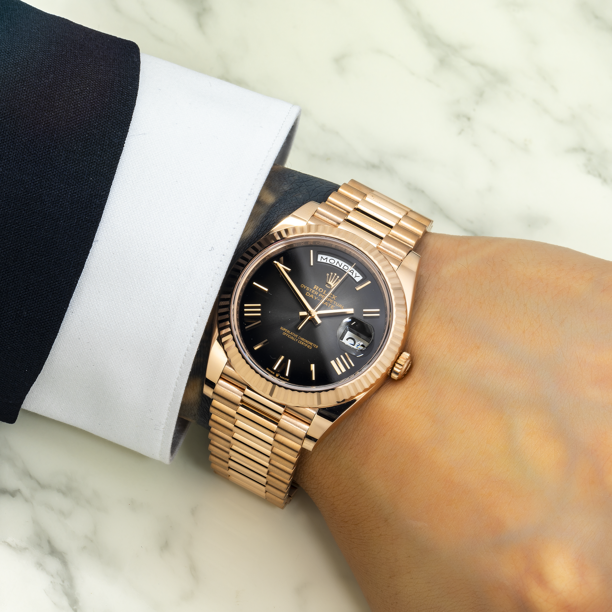Rolex Everose Gold President Day Date 40 228235 Slate Ombre-Rolex-JD Watches NY