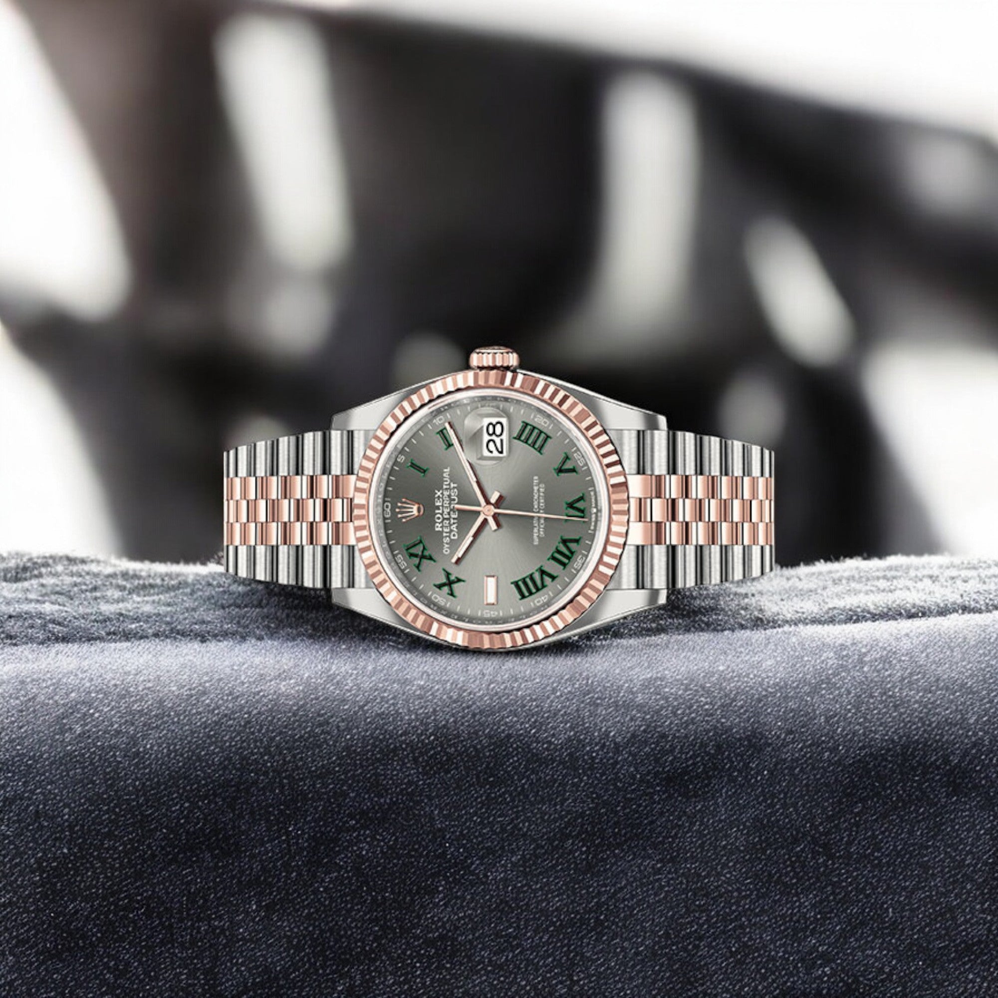 Rolex Everose Rolesor Datejust 36 Watch 126231 Wimbledon Dial Jubilee Bracelet-Rolex-JD Watches NY