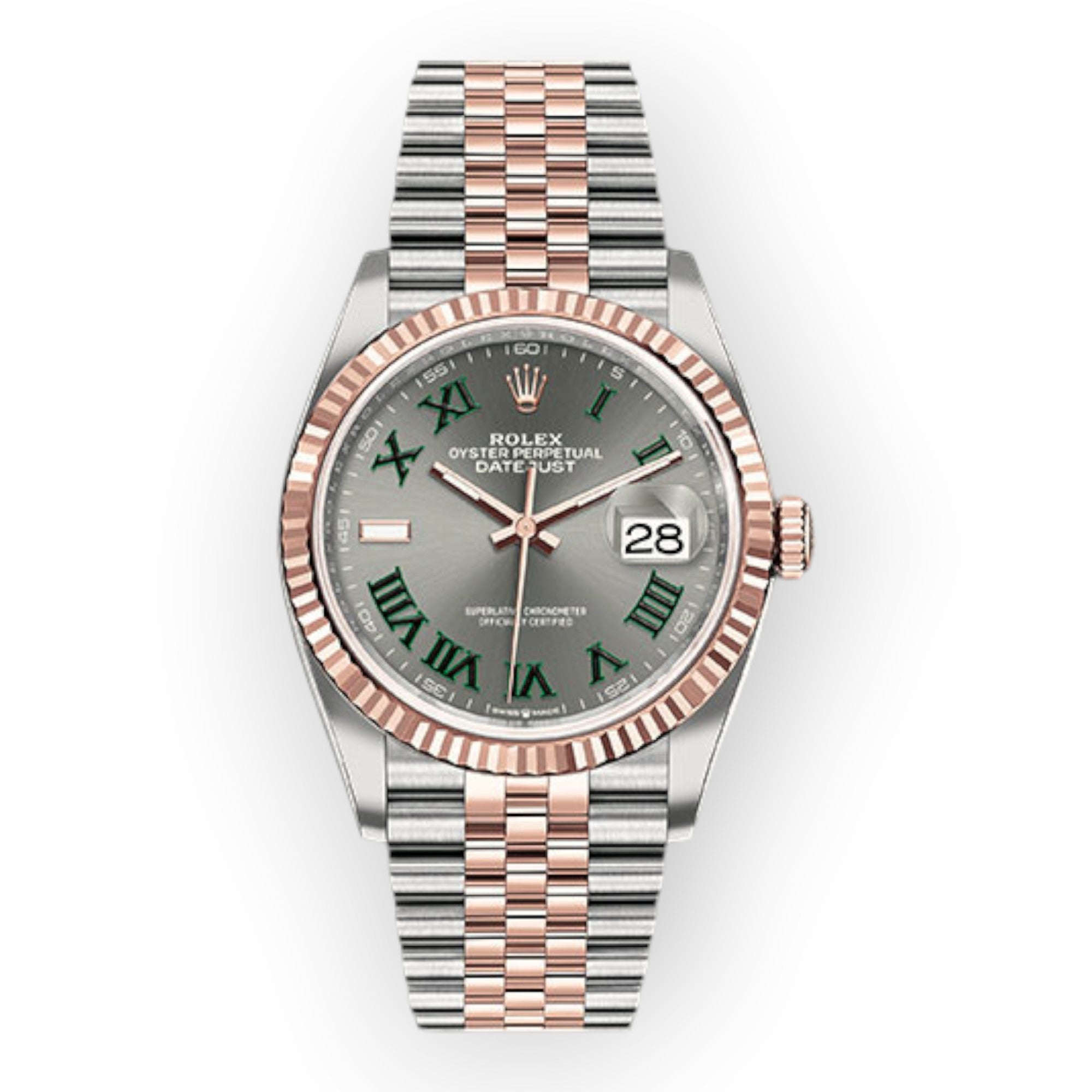 Rolex Everose Rolesor Datejust 36 Watch 126231 Wimbledon Dial Jubilee Bracelet-Rolex-JD Watches NY