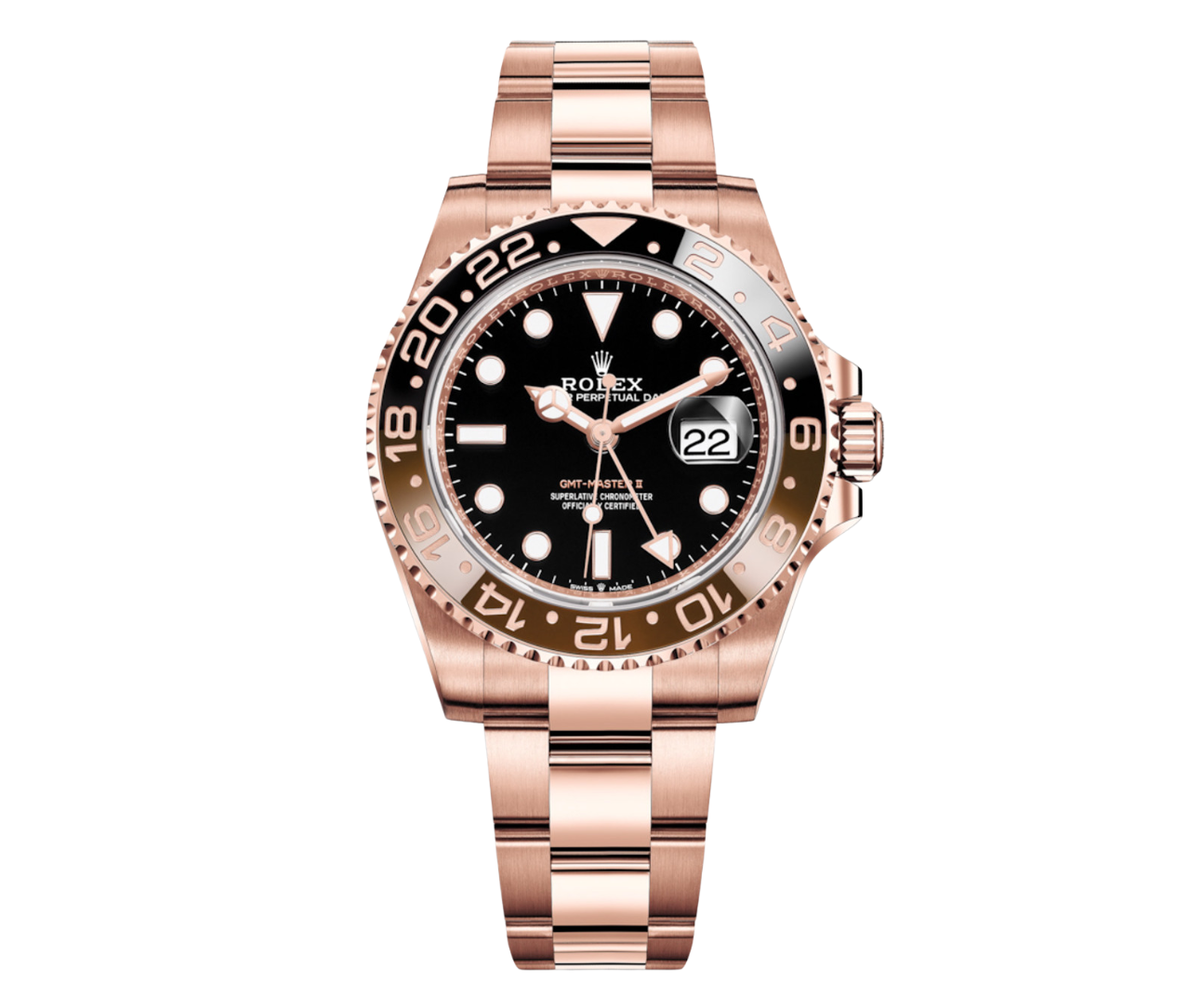 Rolex GMT-Master II – 18k Everose Gold with Black and Brown Ceramic Bezel and Oyster Bracelet Ref. 126715CHNR “Rootbeer”