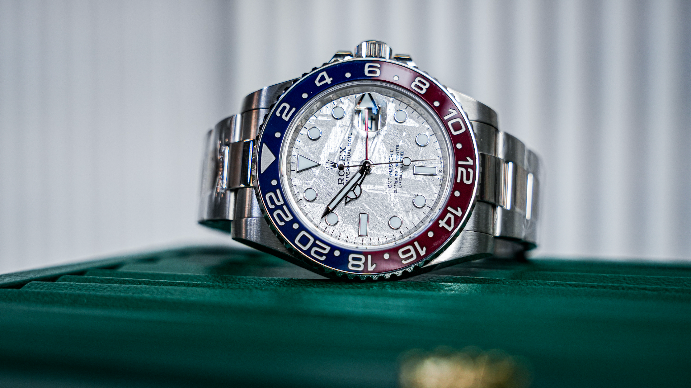 Rolex GMT-Master II – 18k White Gold with Meteorite Dial and Pepsi Bezel Ref. 126719BLRO