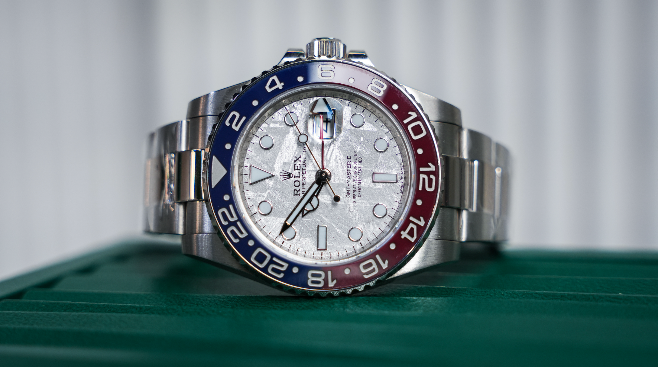 Rolex GMT-Master II – 18k White Gold with Meteorite Dial and Pepsi Bezel Ref. 126719BLRO