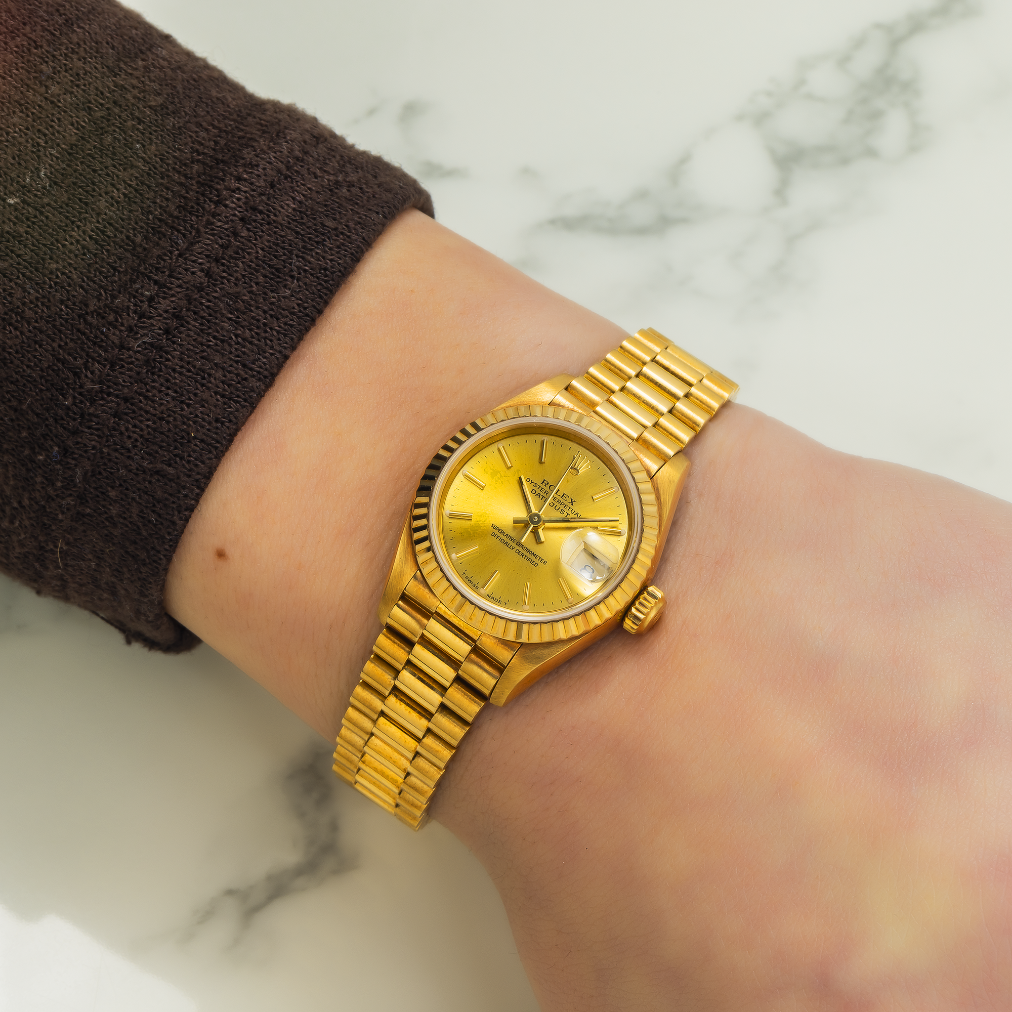 Rolex Ladies 18K Yellow Gold Datejust 69178 with President Bracelet-Rolex-JD Watches NY