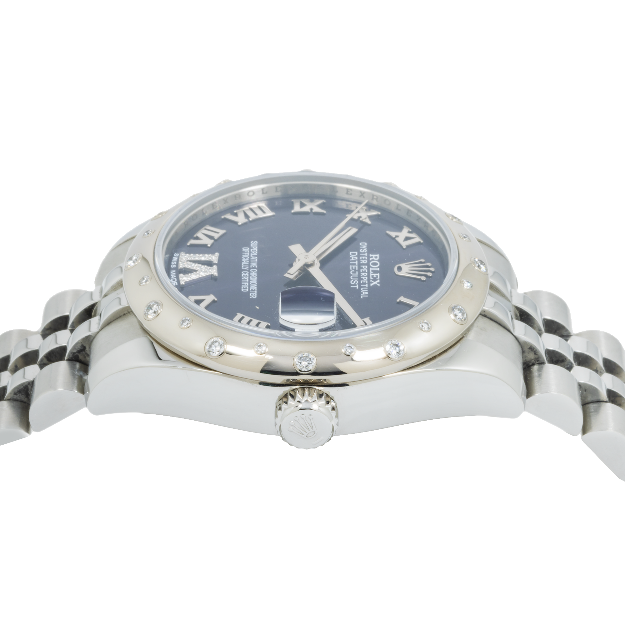 Rolex Ladies Stainless Steel and White Gold 31mm Datejust 178344 with Diamond Bezel-Rolex-JD Watches NY