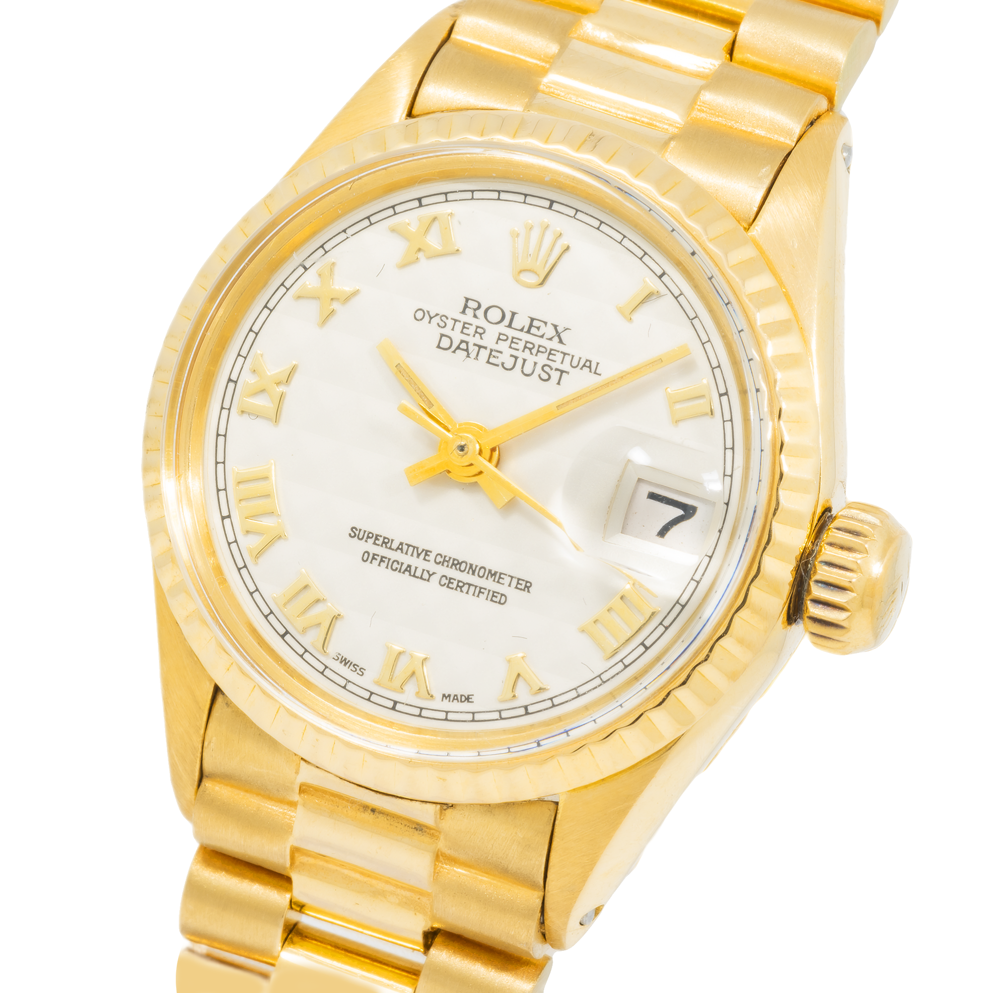 Rolex Lady-Datejust 26mm – 6517 Champagne Dial with 14k Yellow Gold President Bracelet-Rolex-JD Watches NY