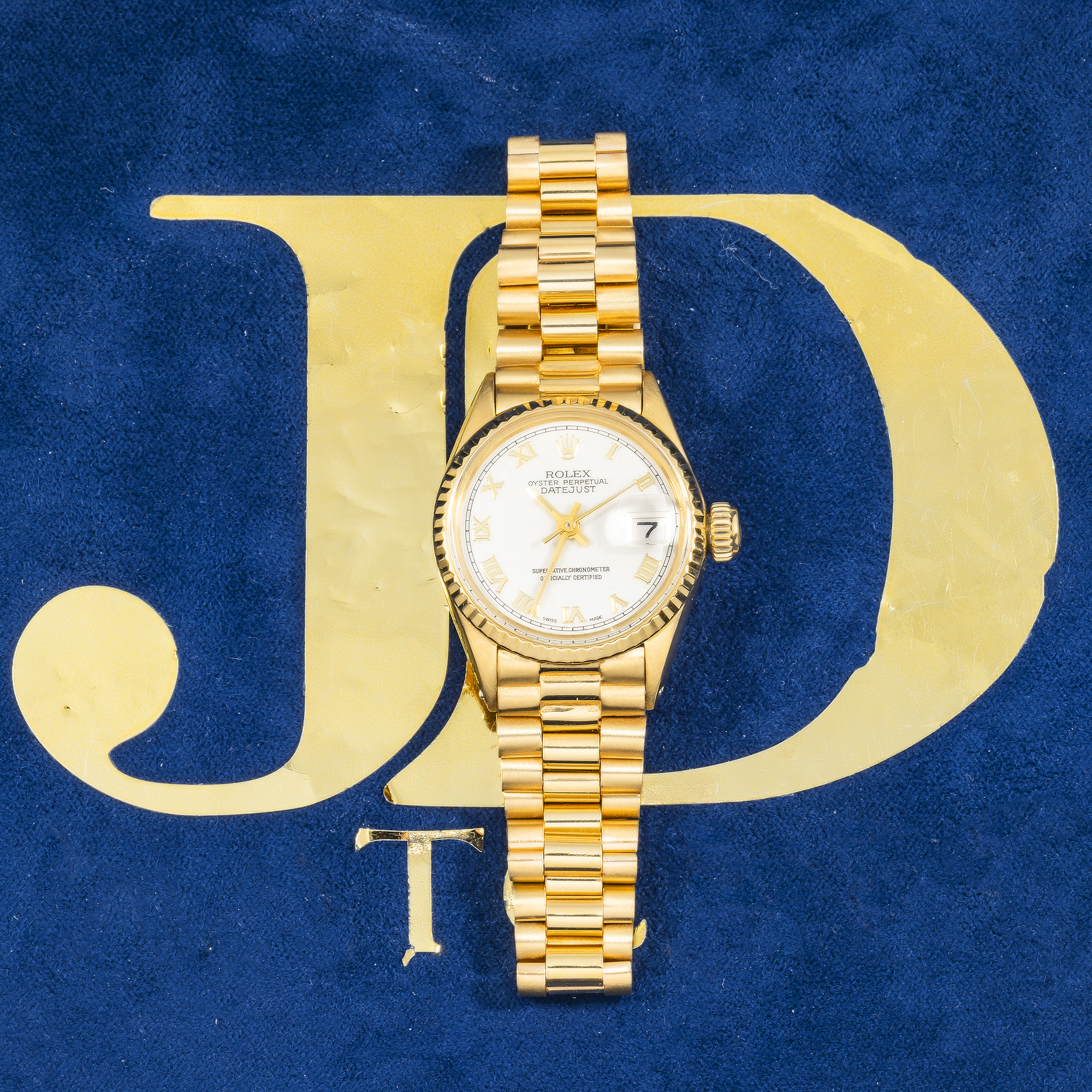 Rolex Lady-Datejust 26mm – 6517 Champagne Dial with 14k Yellow Gold President Bracelet-Rolex-JD Watches NY