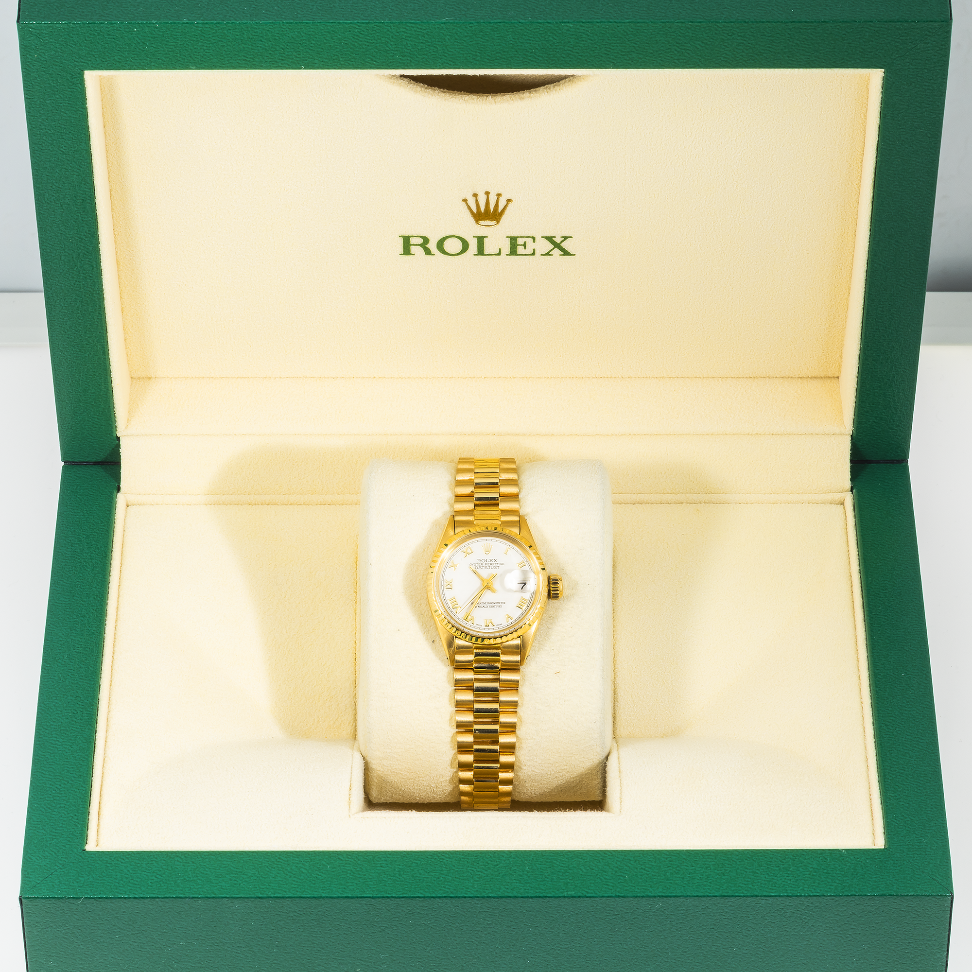 Rolex Lady-Datejust 26mm – 6517 Champagne Dial with 14k Yellow Gold President Bracelet-Rolex-JD Watches NY