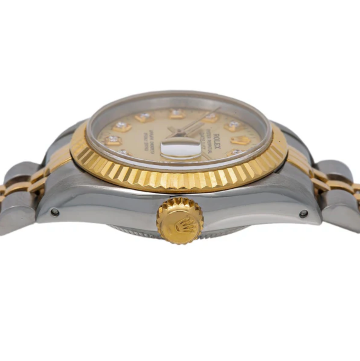 Rolex Lady-Datejust 26mm – 69173, Champagne Diamond Dial, 18k Yellow Gold & Stainless Steel Jubilee Bracelet-Rolex-JD Watches NY