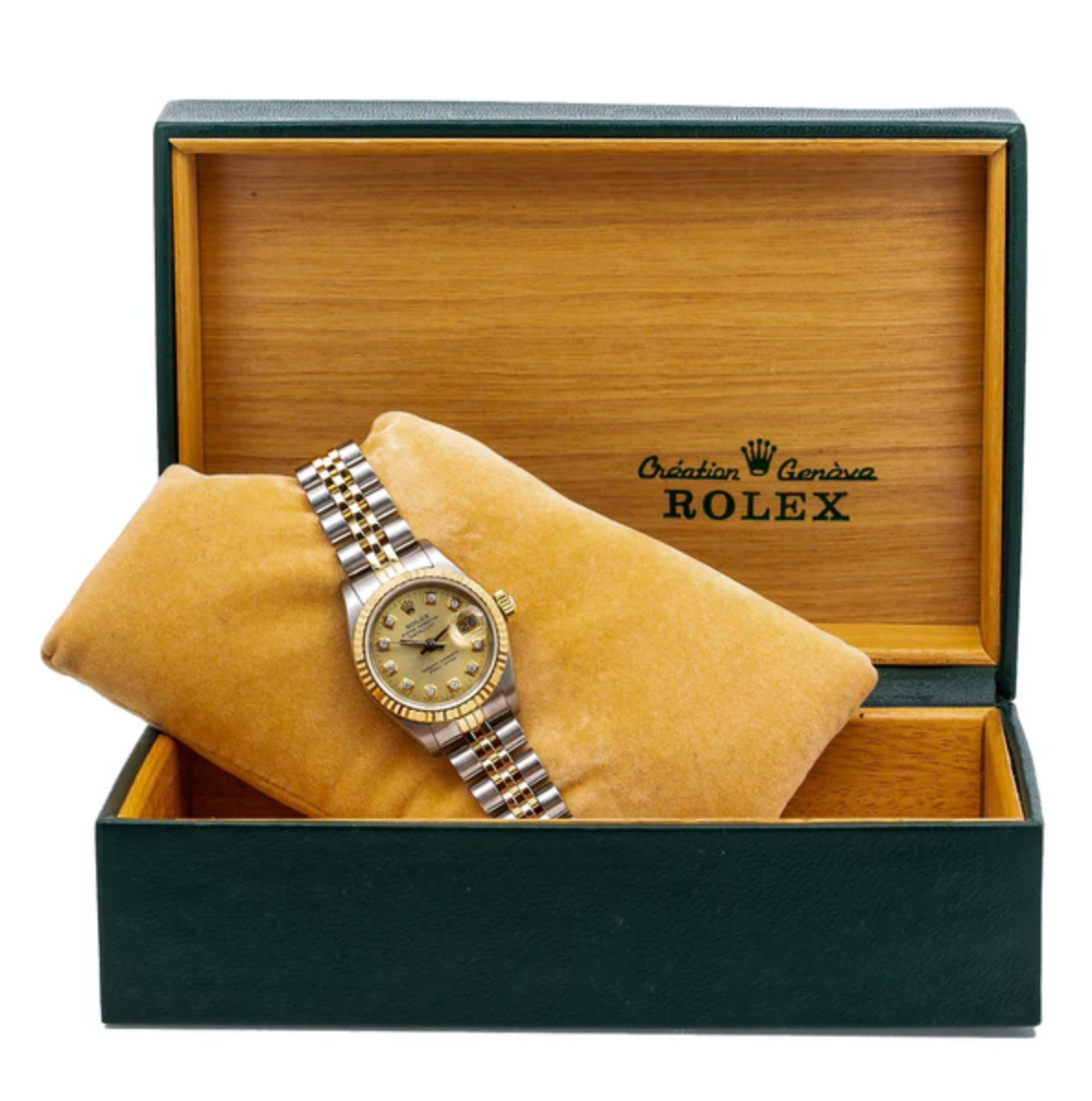Rolex Lady-Datejust 26mm – 69173, Champagne Diamond Dial, 18k Yellow Gold & Stainless Steel Jubilee Bracelet-Rolex-JD Watches NY