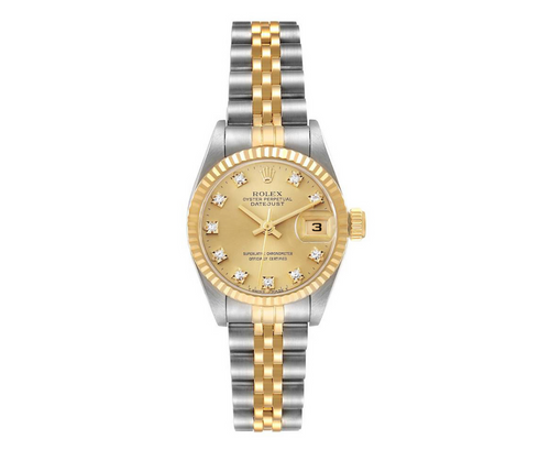 Rolex Lady-Datejust 26mm – 69173, Champagne Diamond Dial, 18k Yellow Gold & Stainless Steel Jubilee Bracelet