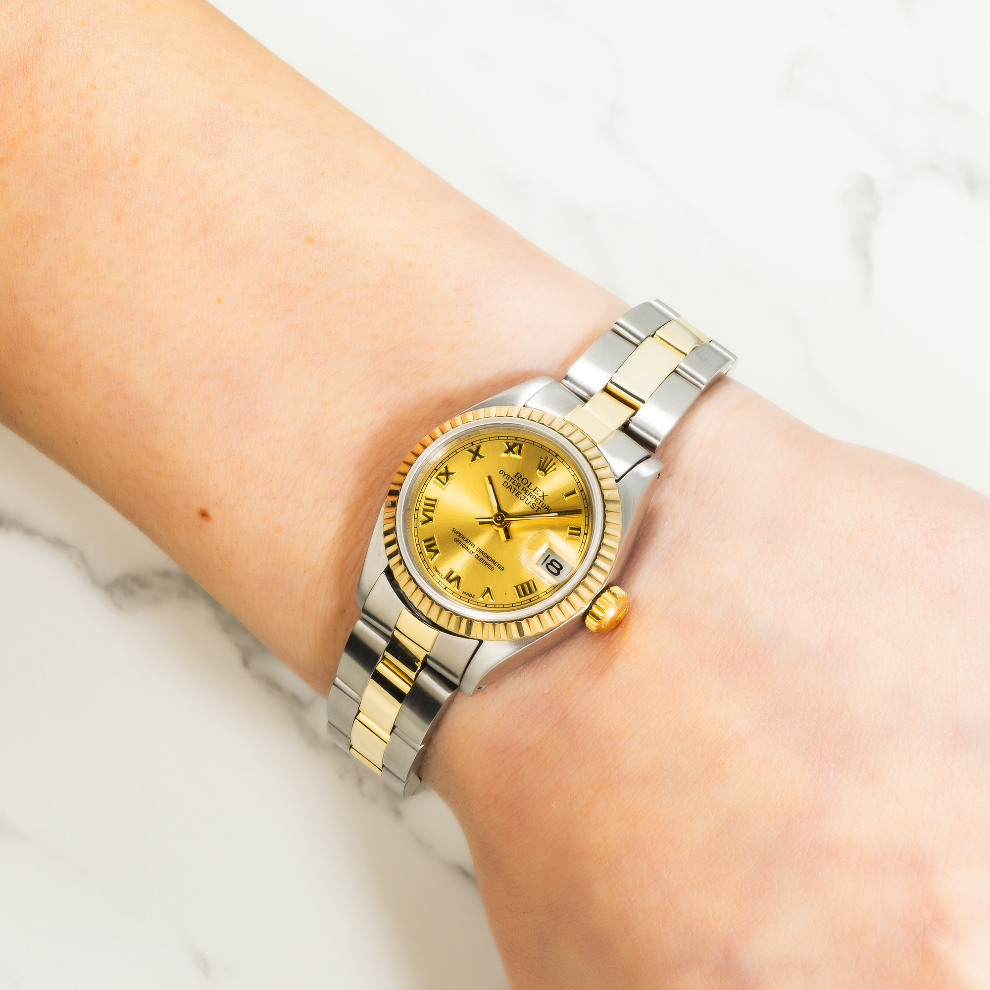Rolex Lady-Datejust 26mm – Ref. 6917 Champagne Arabic Dial | Two-Tone Oyster Bracelet-Rolex-JD Watches NY