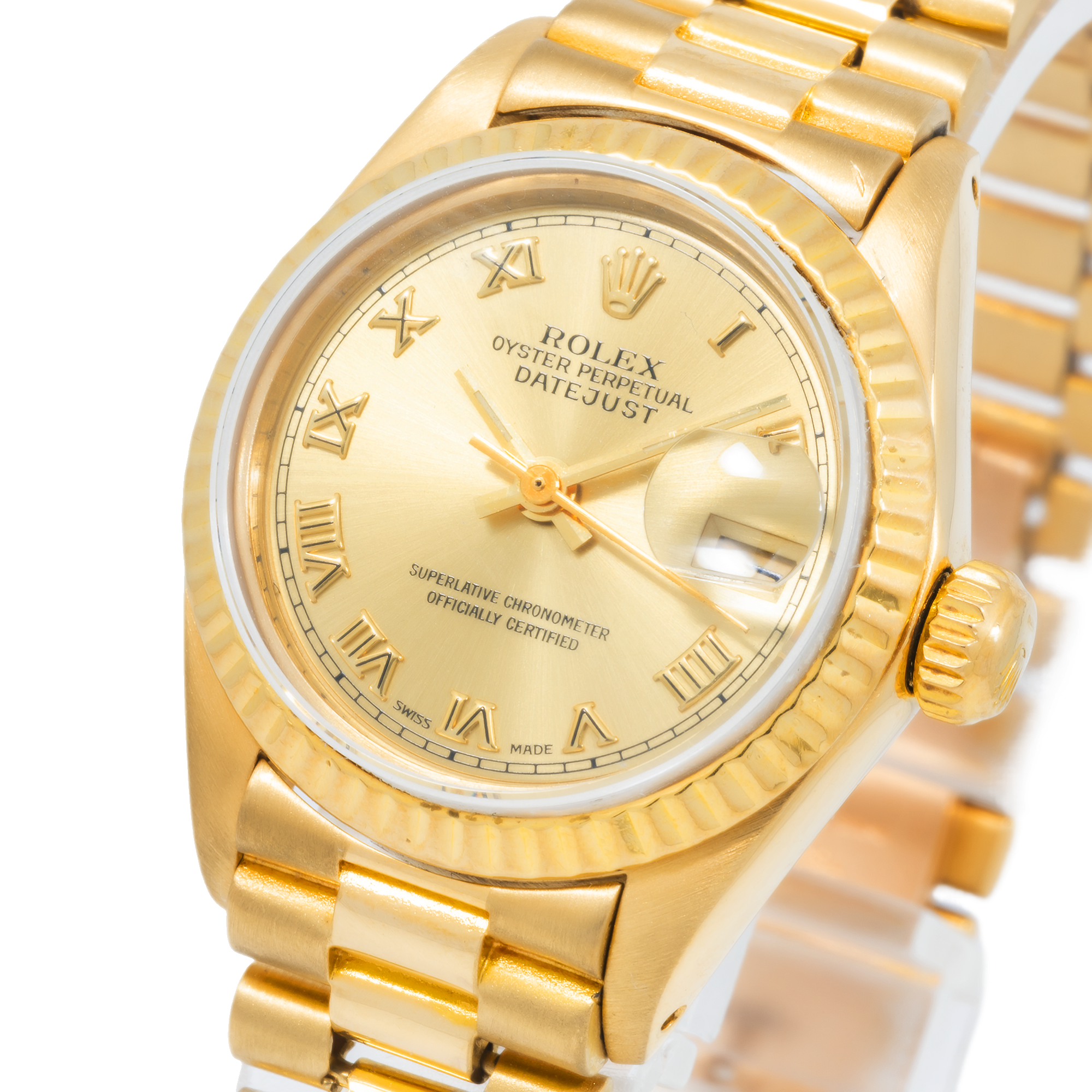 Rolex Lady-Datejust 6917 – Champagne Roman Dial – 18k Yellow Gold President Bracelet – 26mm-Rolex-JD Watches NY