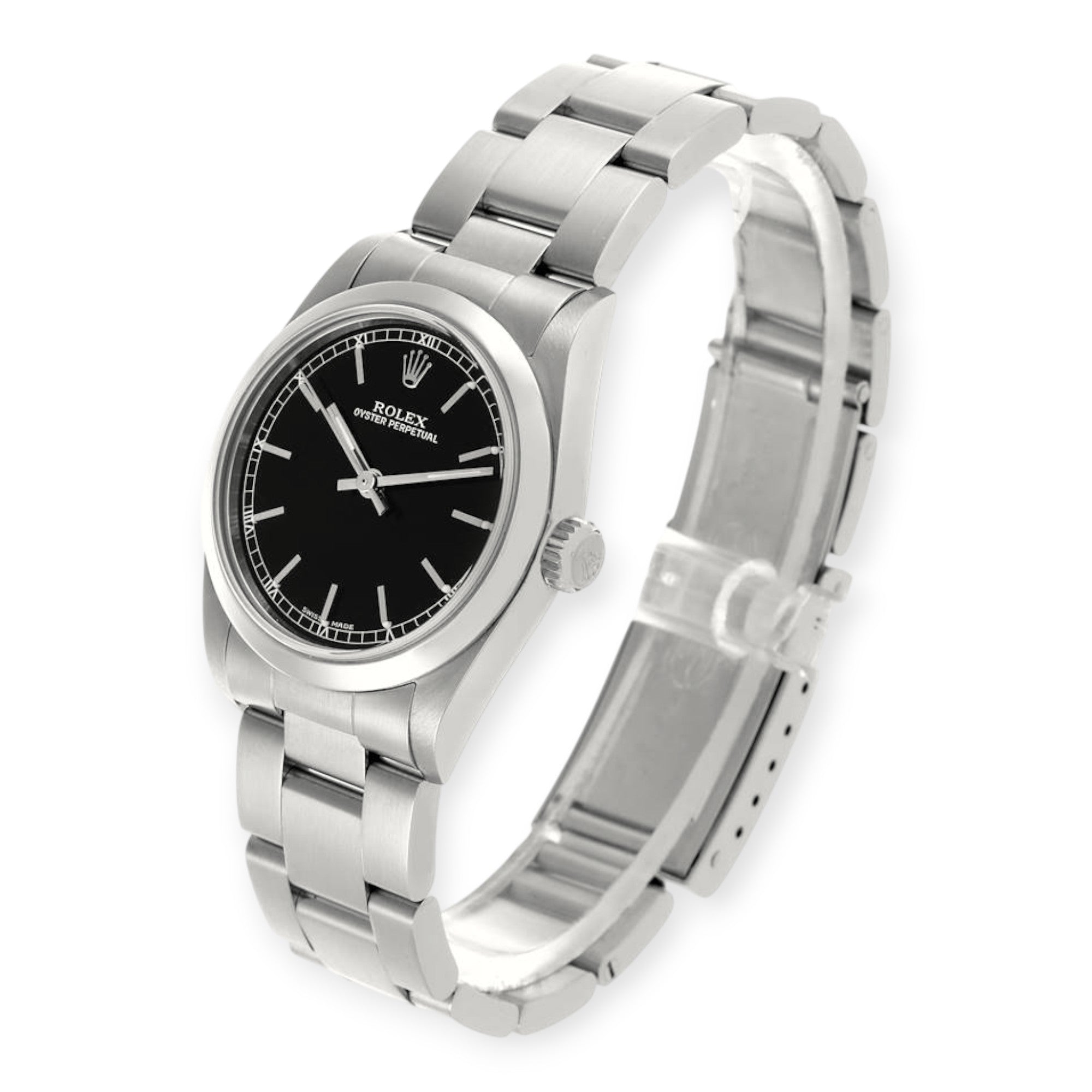 Rolex Oyster Perpetual 31 Midsize Black Dial Steel Ladies Watch-Rolex-JD Watches NY