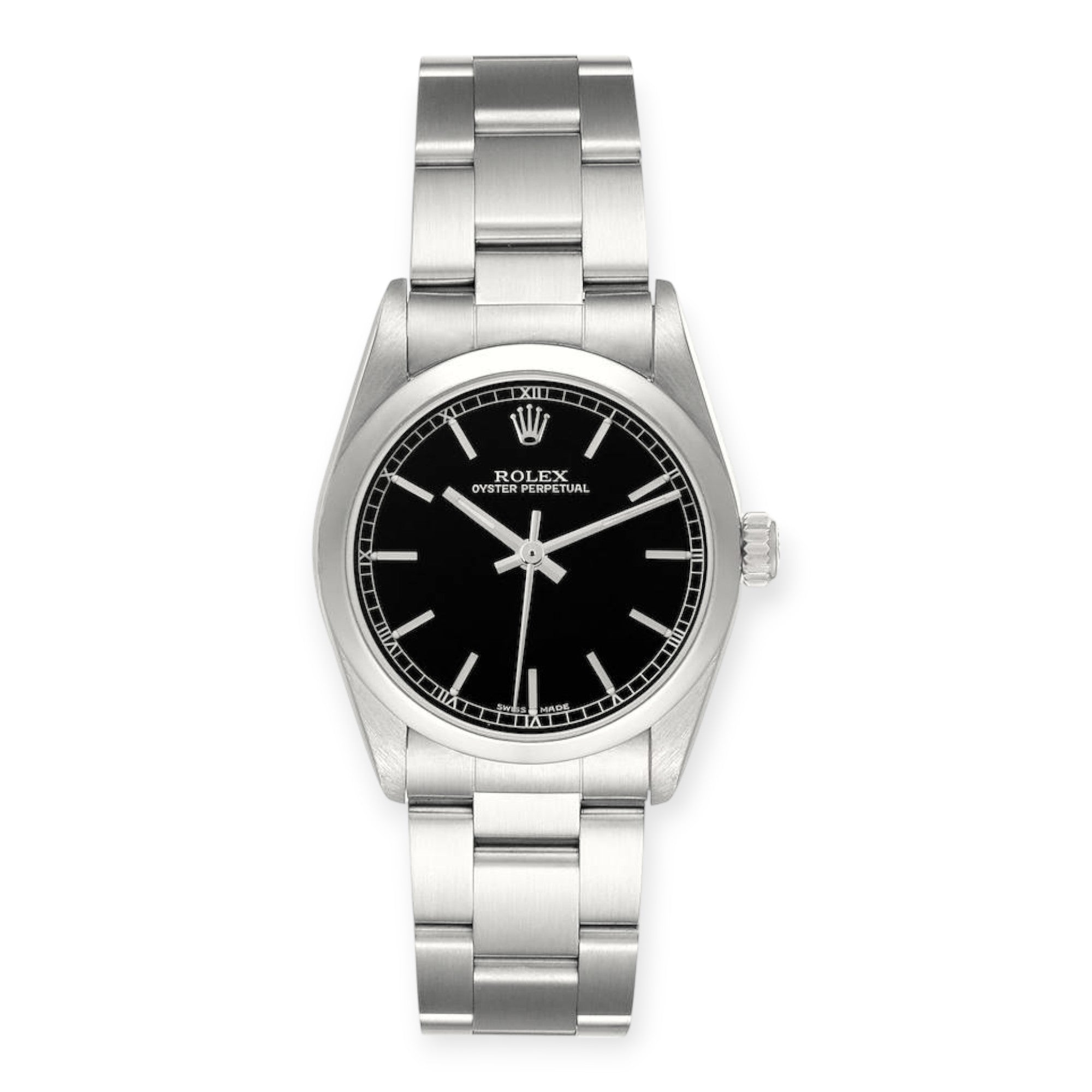 Rolex Oyster Perpetual 31 Midsize Black Dial Steel Ladies Watch-Rolex-JD Watches NY