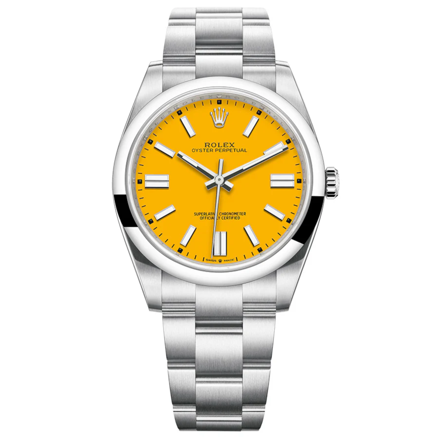 Rolex Oyster Perpetual 41mm – 124300, Yellow Dial, Stainless Steel Case, Oyster Bracelet-Rolex-JD Watches NY