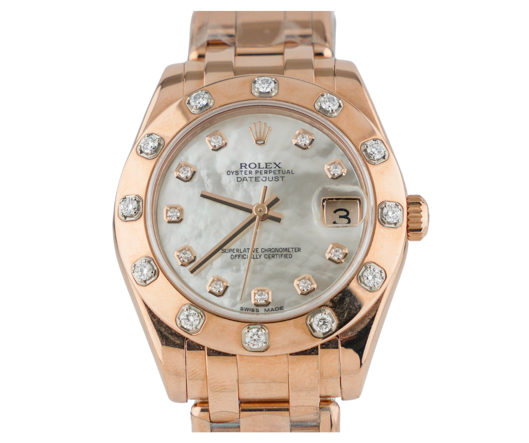 Rolex Pearlmaster 34 – 80315, 18k Rose Gold Case with Diamond Bezel and Mother-of-Pearl Dial, Rose Gold Pearlmaster Bracelet-Rolex-JD Watches NY
