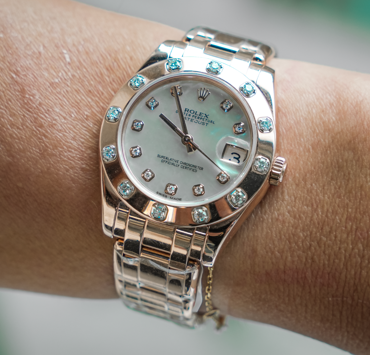 Rolex Pearlmaster 34 – 80315, 18k Rose Gold Case with Diamond Bezel and Mother-of-Pearl Dial, Rose Gold Pearlmaster Bracelet-Rolex-JD Watches NY
