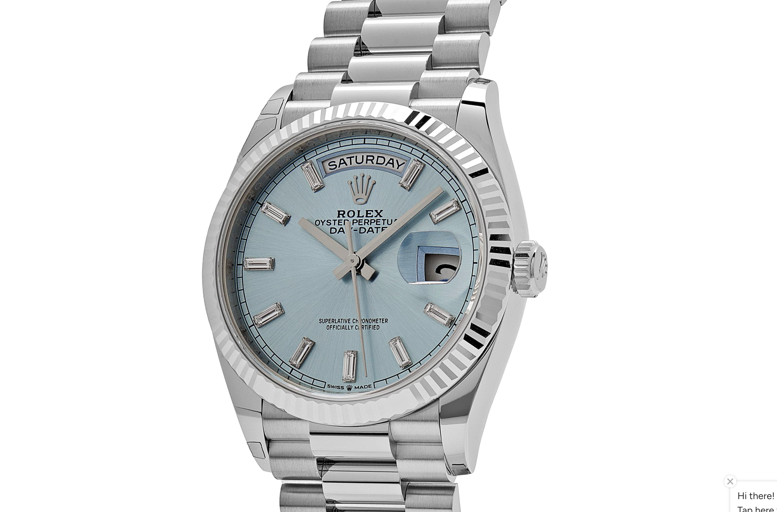 Rolex Platinum President Day-Date 40 – Ice Blue Baguette Dial Ref. 228236-Rolex-JD Watches NY