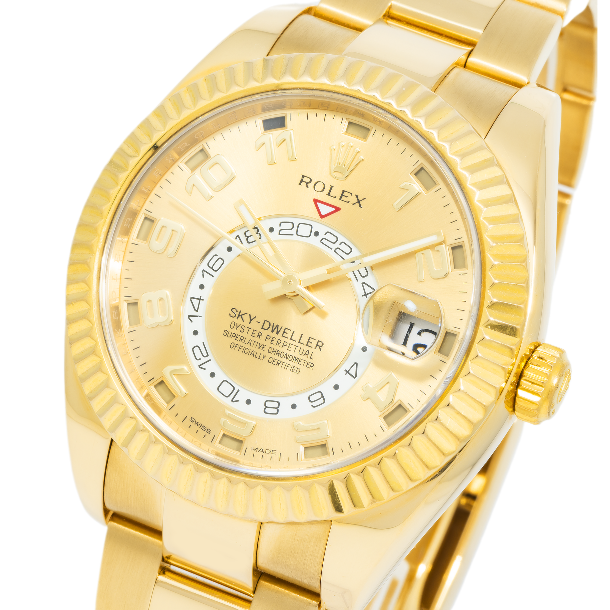 Rolex Sky-Dweller 326938 42mm 18k Yellow Gold Champagne Dial Oyster Bracelet Men’s Watch (Years 2010 to 2015)-Rolex-JD Watches NY