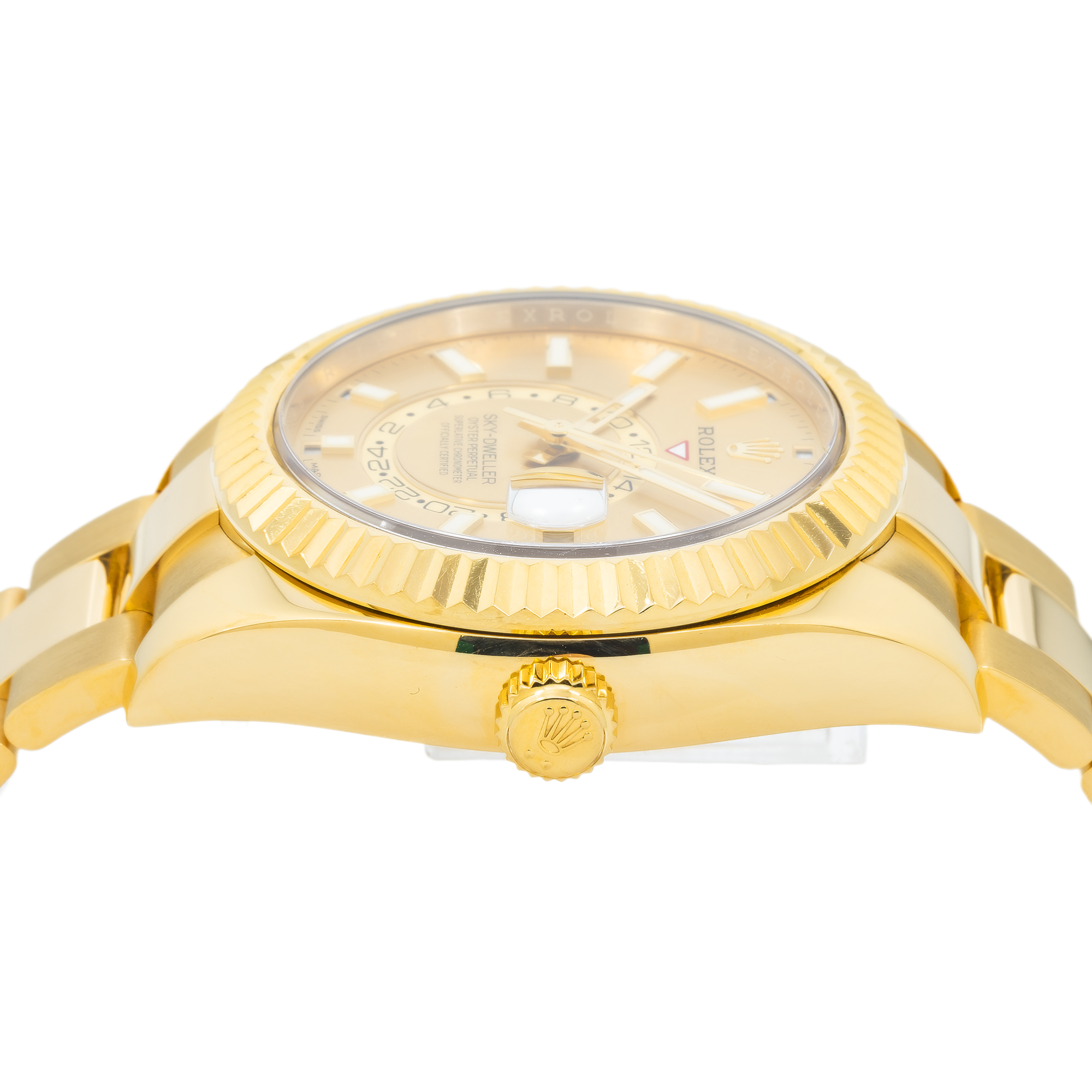 Rolex Sky-Dweller 326938 42mm 18k Yellow Gold Champagne Dial with Champagne Hour Markers – Oyster Bracelet (Year: 2020-2024)-Rolex-JD Watches NY