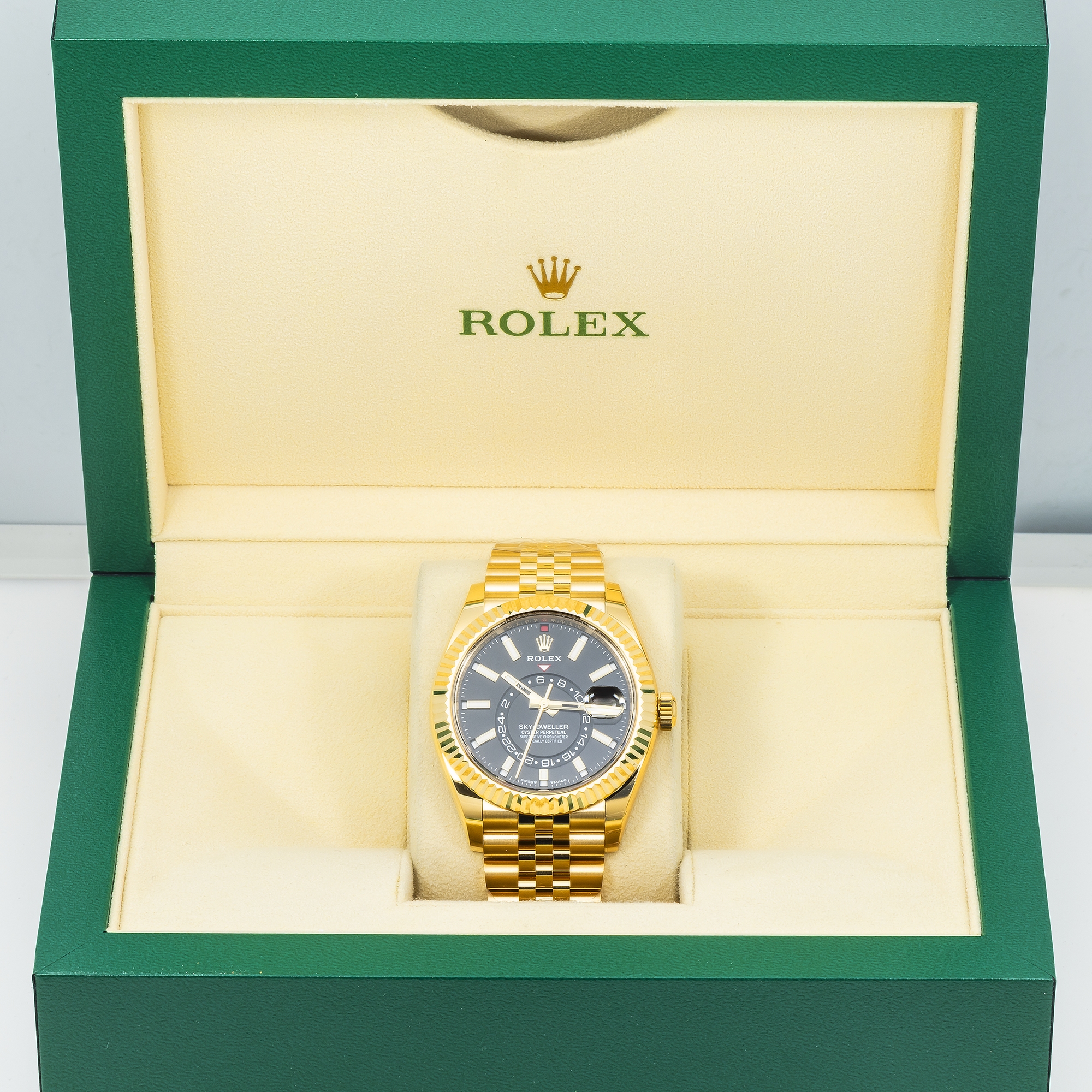 Rolex Sky-Dweller 336938 42mm 18k Yellow Gold Champagne Dial Oyster Bracelet Men’s Watch (Year 2023 to 2025)-Rolex-JD Watches NY