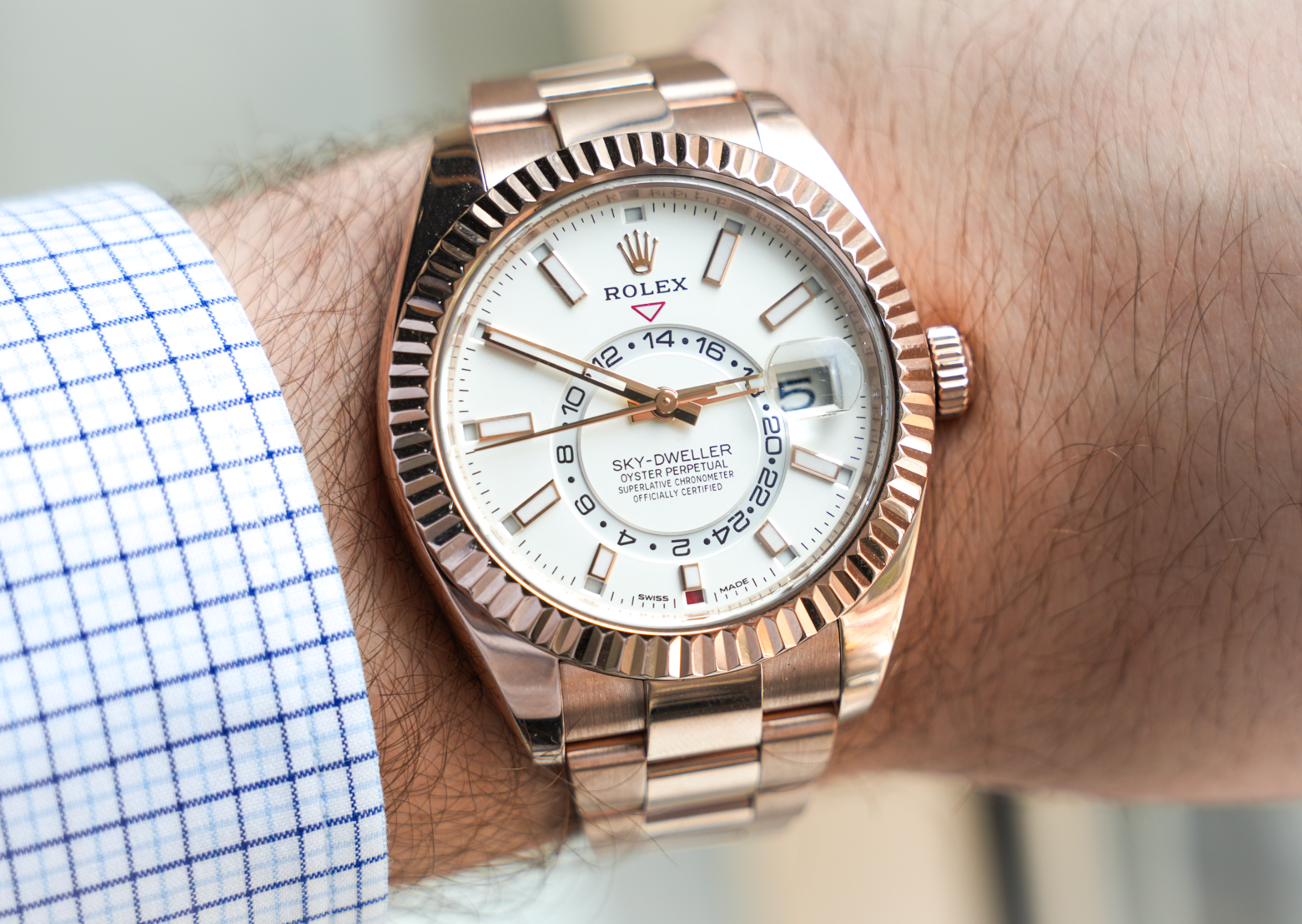 Rolex Sky-Dweller 42 – 18k Everose Gold with Intense White Dial Ref. 326935-0005-Rolex-JD Watches NY