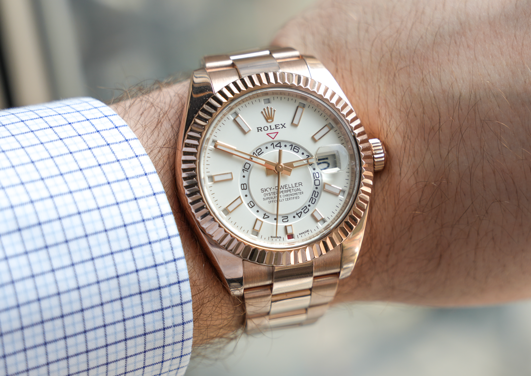 Rolex Sky-Dweller 42 – 18k Everose Gold with Intense White Dial Ref. 326935-0005-Rolex-JD Watches NY